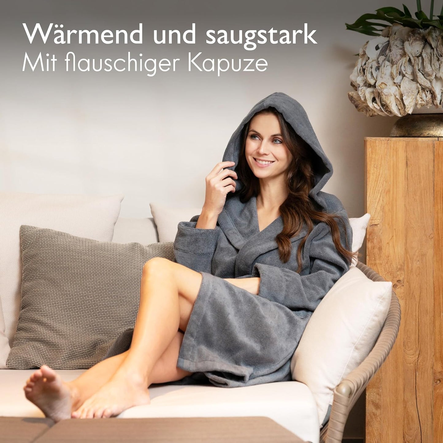 Bademantel Damen, M anthrazit