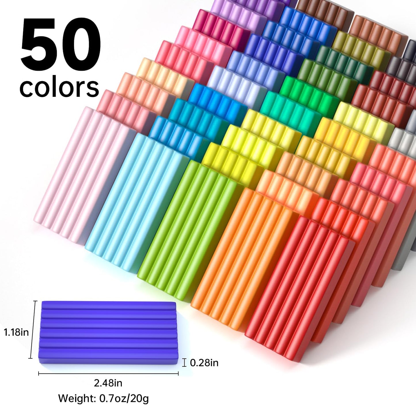 Polymer Clay Set mit Zubehör (50 Farben), 50 Farben 0.7OZ
