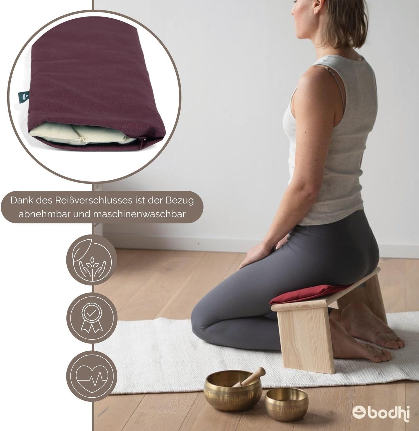 Meditationsbank Sitzauflage, Auflage Aubergine