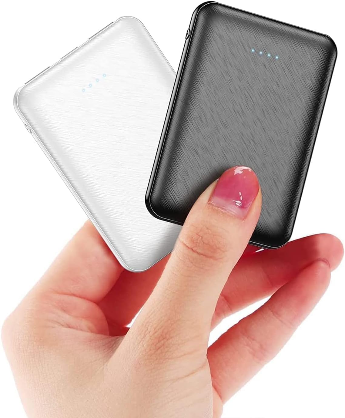 2er Set Mini Power Bank, Schwarz und Weiss