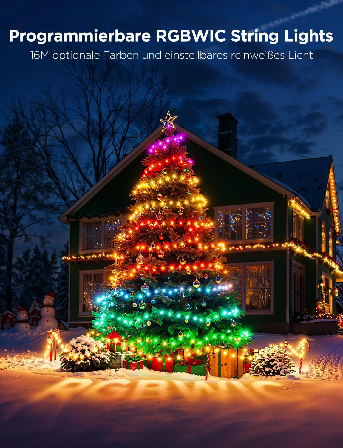 LED Weihnachtslichterkette, Alexa-kompatibel, Google-kompatibel, 200 LEds, 20M