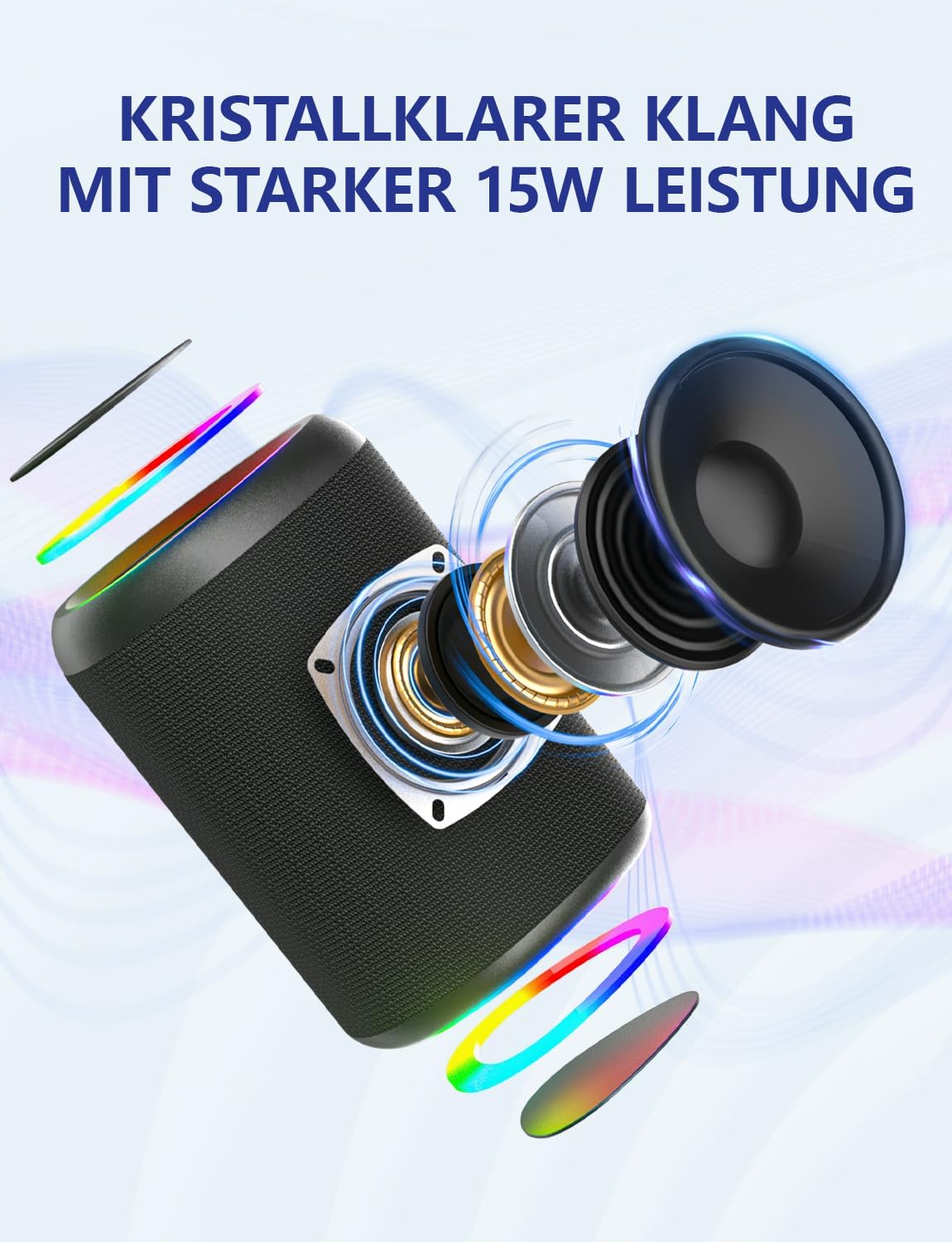 Kompakter Bluetooth-Lautsprecher LYYX03N mit TWS & RGB Lichtern, A46