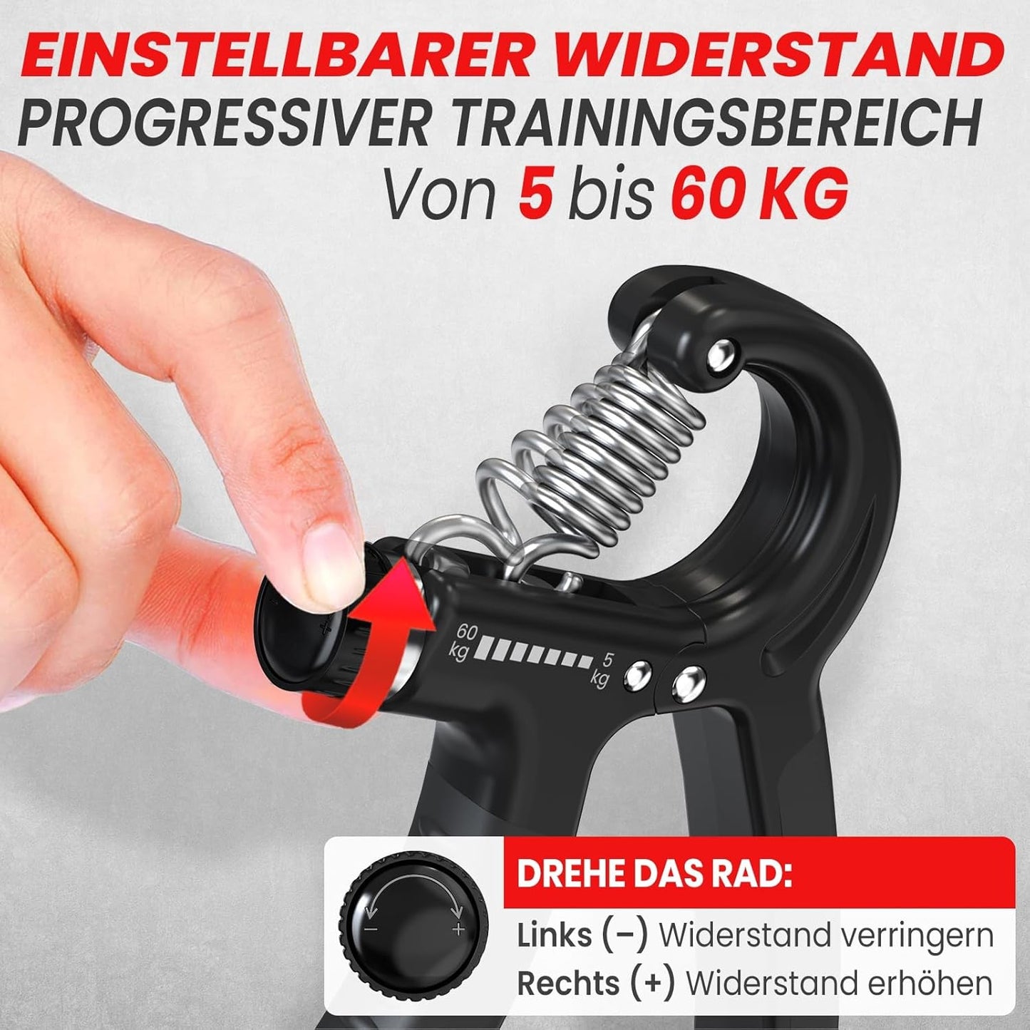 5-teiliges Handtrainer-Set, Schwarz 5er Set