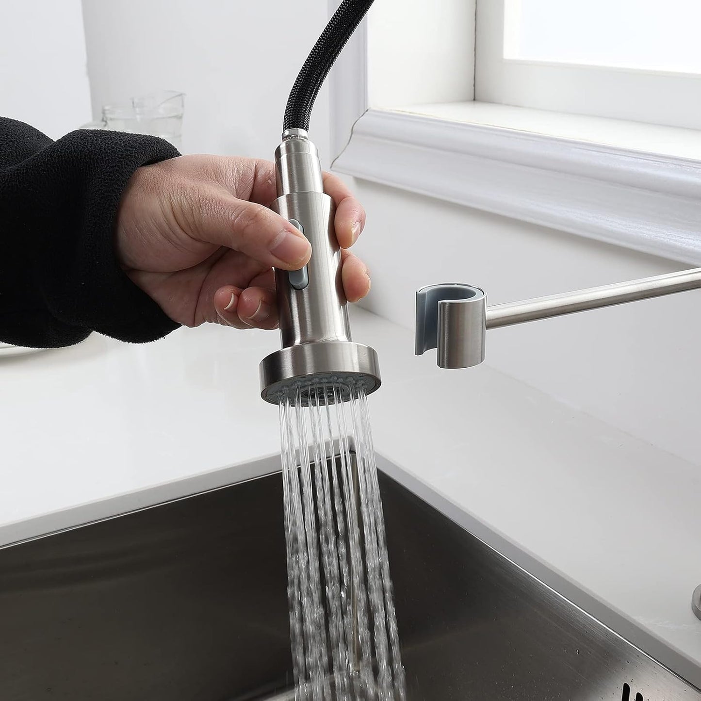 Ausziehbarer Küchenwasserhahn mit 2 Sprühmodi, Sus,silver