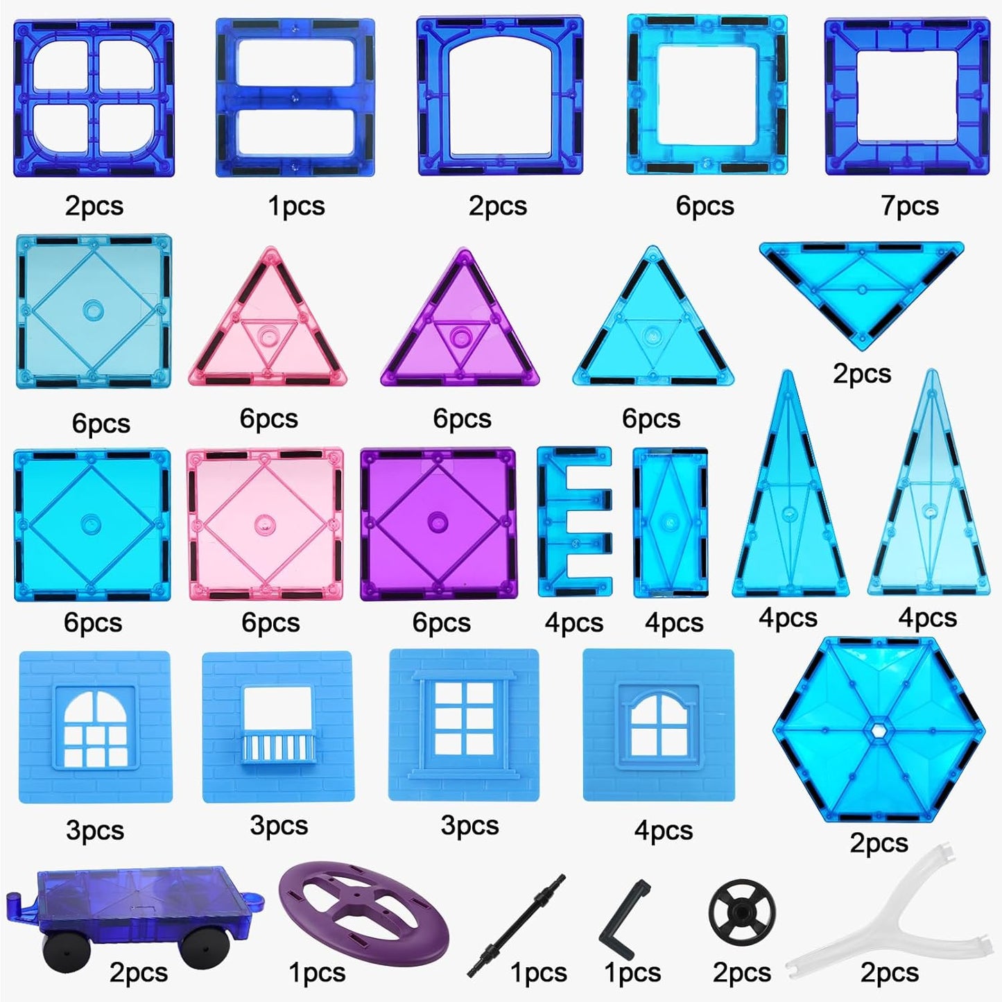 102-teiliges Magnetbausteine-Set, 102pcs Magnetische Bausteine