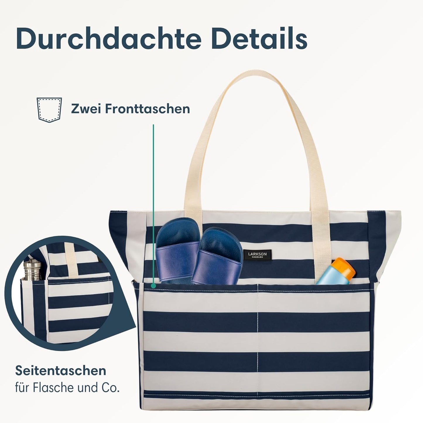 Strandtasche, Navy - Gestreift