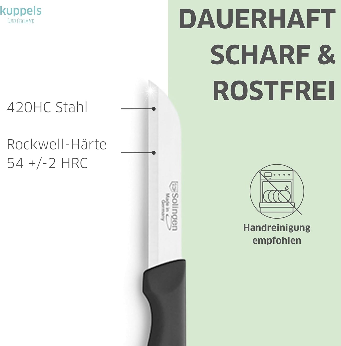 Küchenmesser-Set 9-teilig mit scharfen Klingen, Schwarz Lang