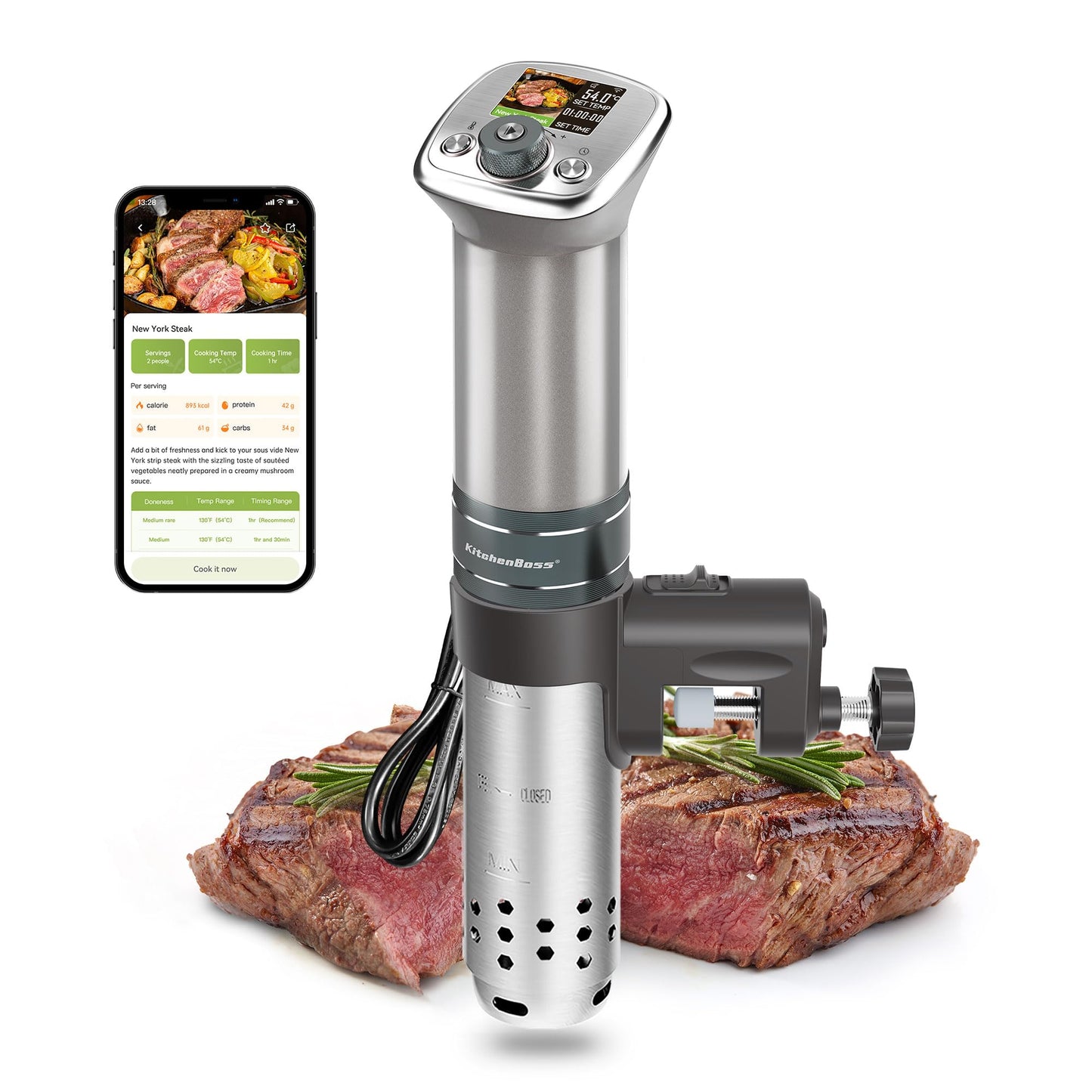 Sous Vide Garer mit WiFi und App-Steuerung, G320PS, G320ps Silber G320PS