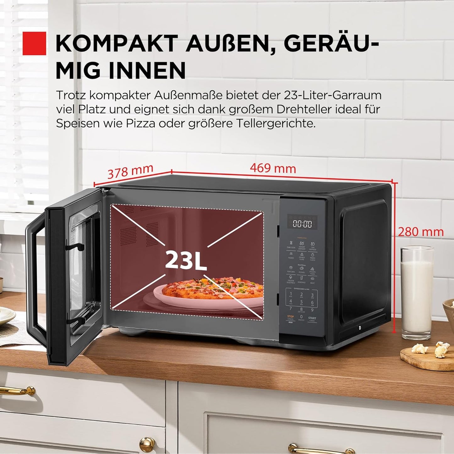 Digitale Mikrowelle mit Auftaufunktion, 23L Solo Digital