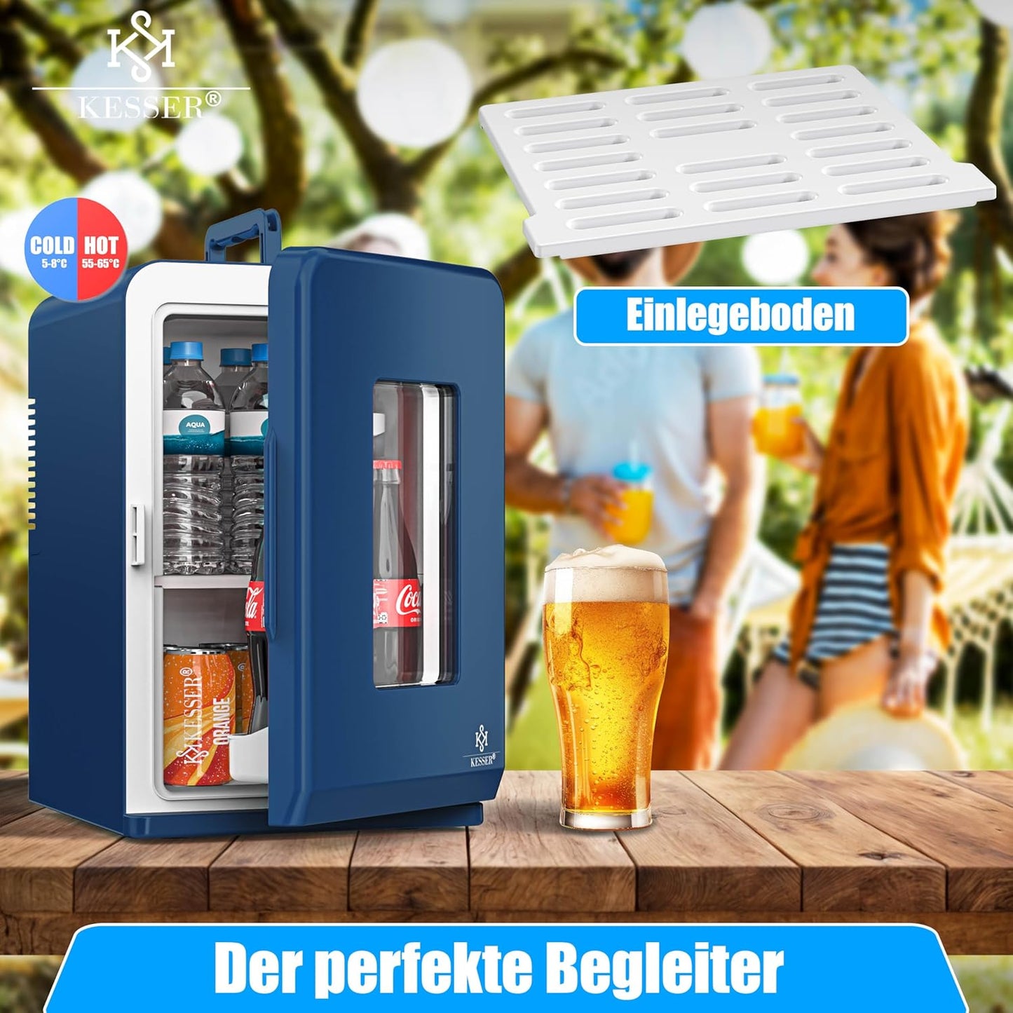 2in1 Mini Kühlschrank mit Kühl- und Heizfunktion, 15L Navyblau