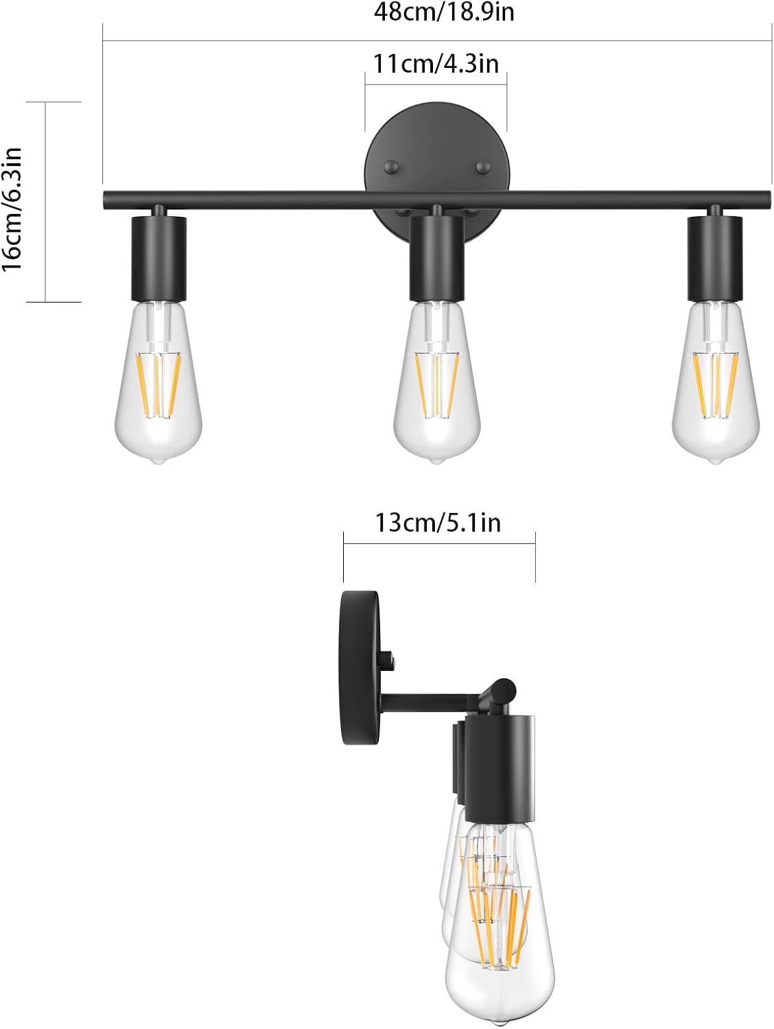 Spiegelleuchte, 3 Flamming