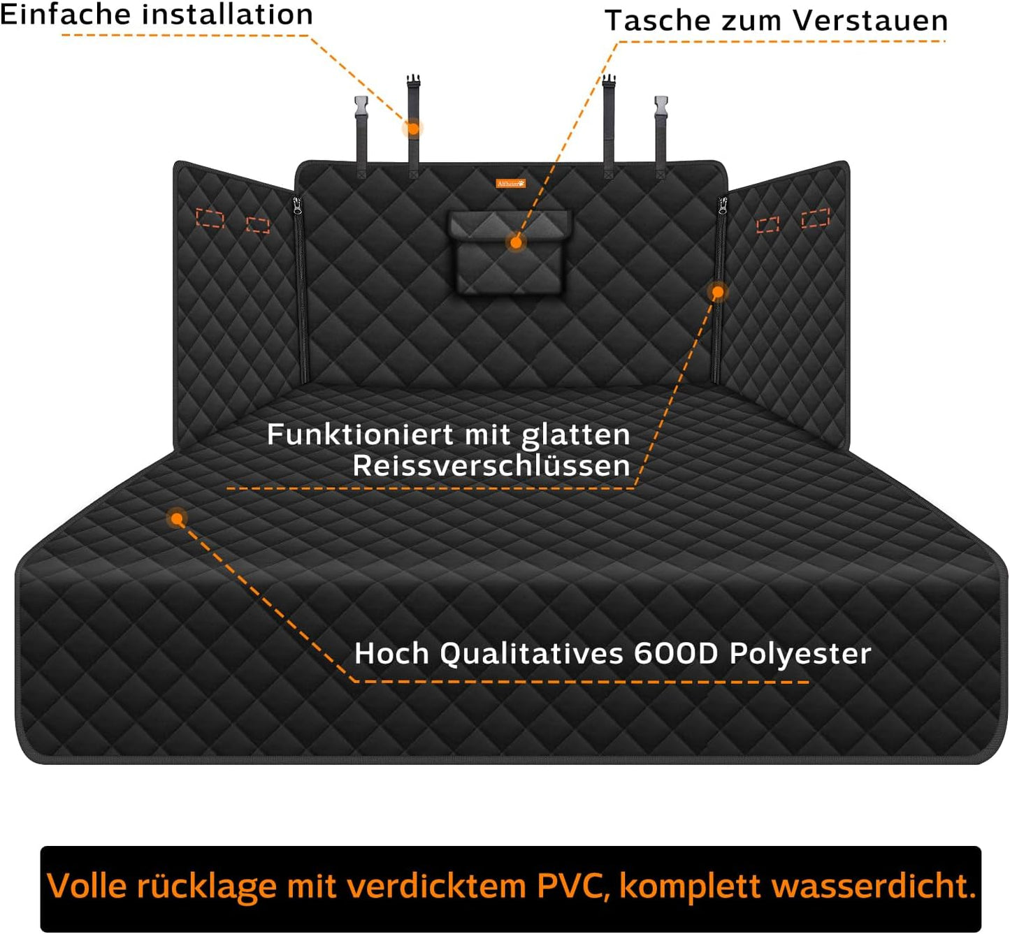 Kofferraumschondecke für Haustiere, Schwarz (Rautenmuster)