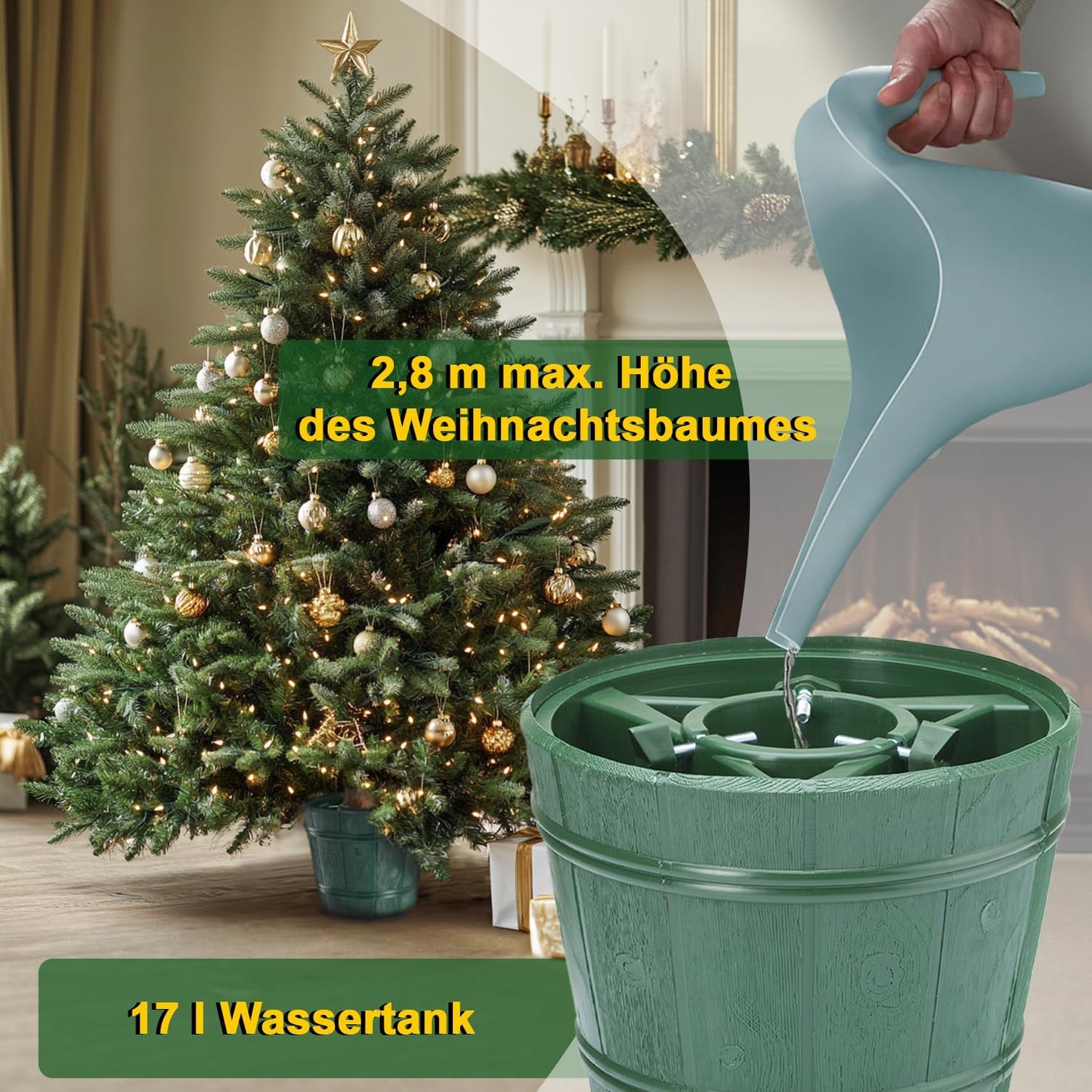 Weihnachtsbaumständer für Bäume bis 2,8 m, Grün Ø 25-34 cm
