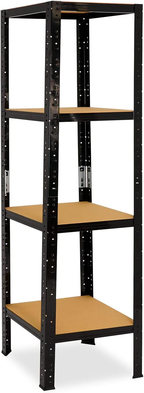 Black Serie Schwerlastregal mit 4 Böden, 175kg Tragkraft pro Boden, H: 180cm / B: 50cm / T: 50cm