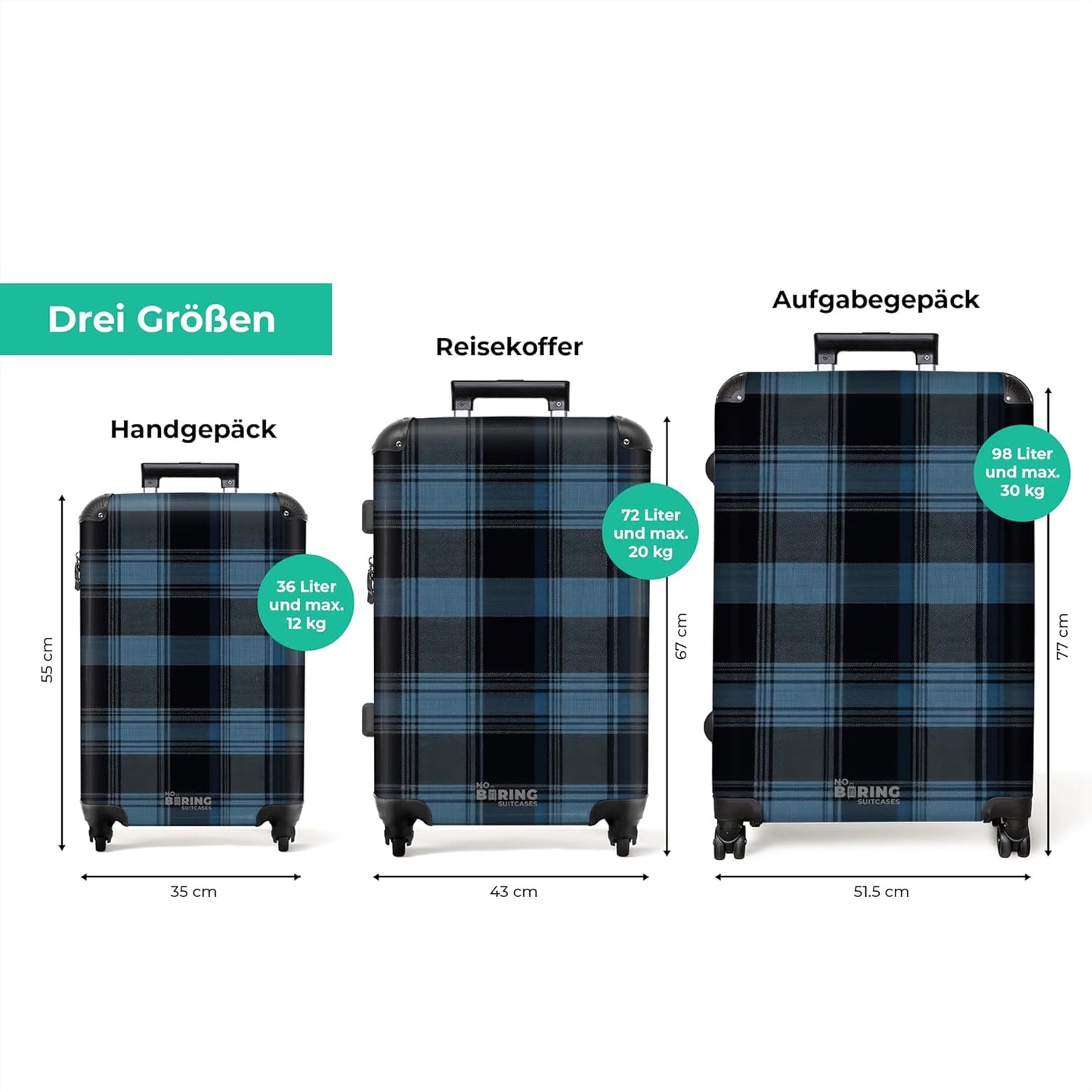 Grosser Hartschalenkoffer, Muster - Diamanten L