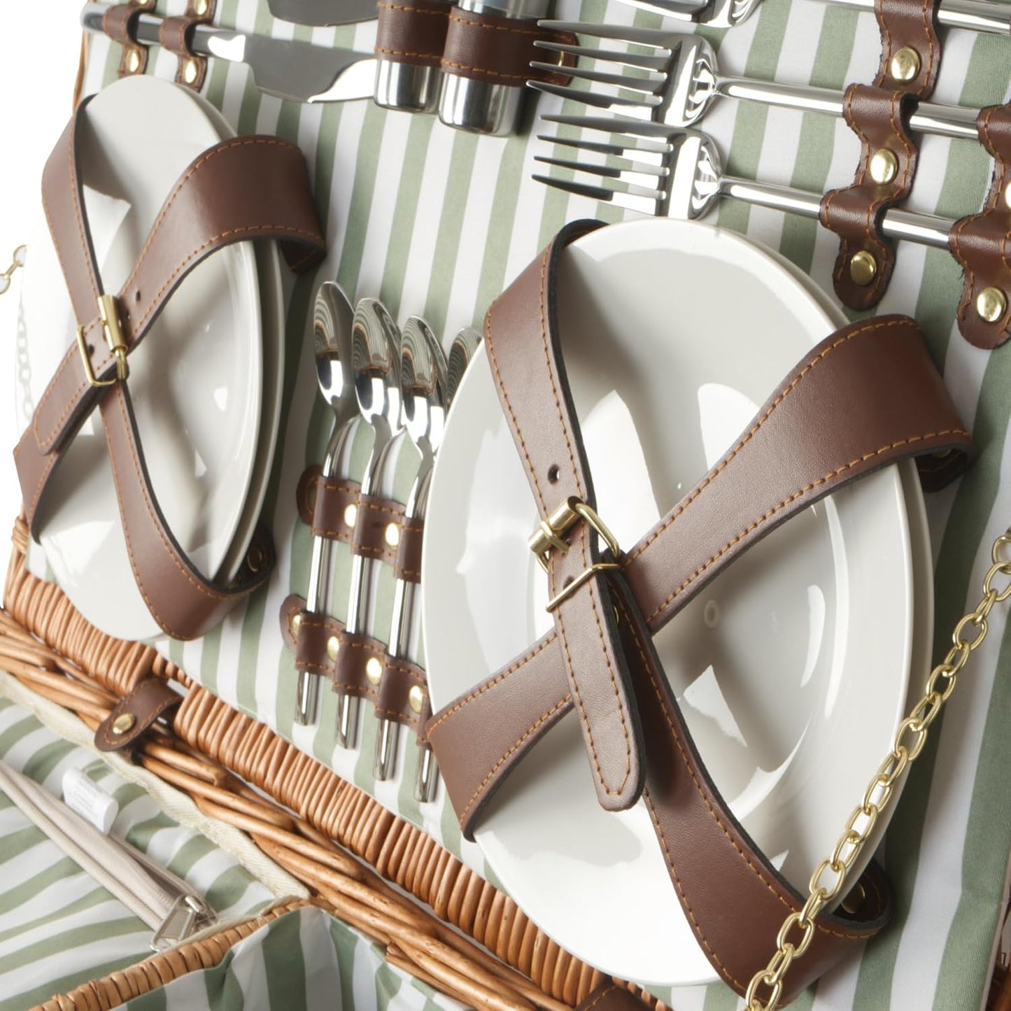 Picknickkorb für 4 Personen mit 29-teiligem Geschirr-Set, Braun