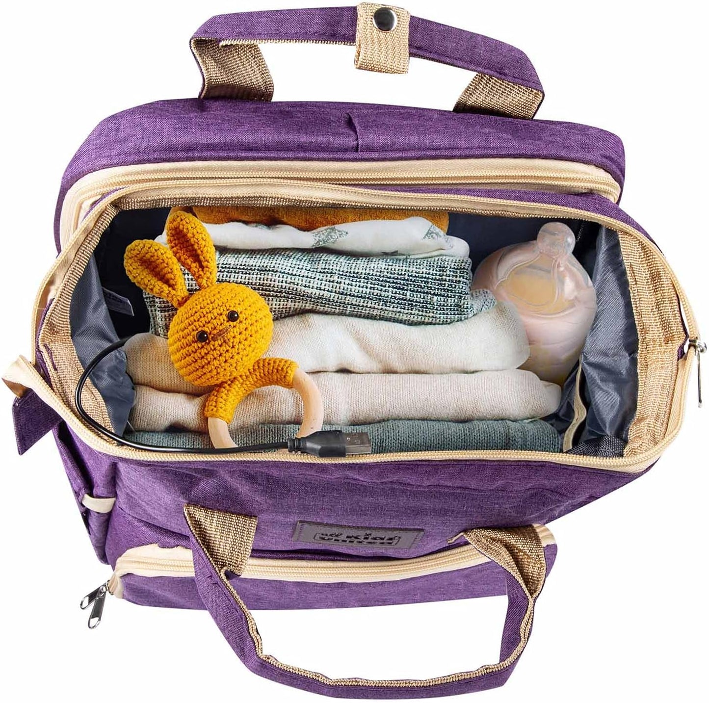 Baby Wickelrucksack mit integriertem Kinderbett, Violett