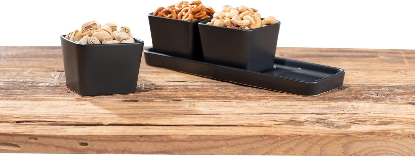 Snack & Dip Schalen Set, Schwarz 30 x 10 x 8 cm
