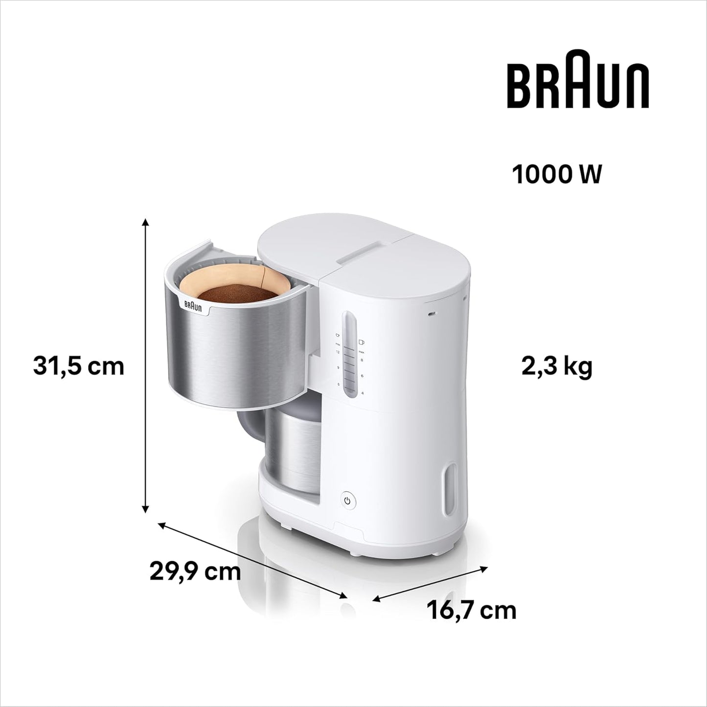 PurShine Filterkaffeemaschine KF1505WH, Thermokanne Weiss