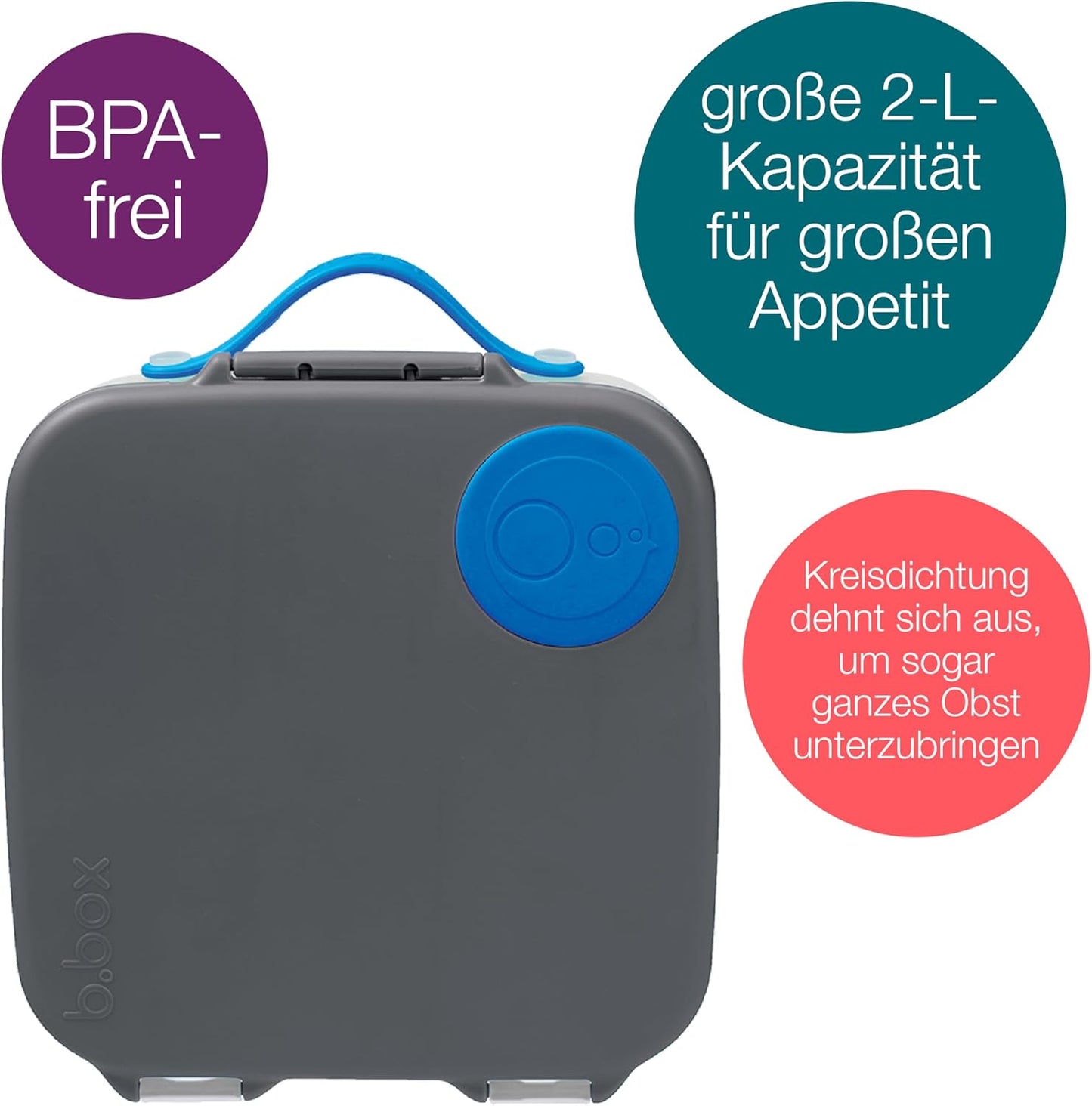 Bento-Box mit 4 Fächern und Kühlpack, Blauer Schiefer