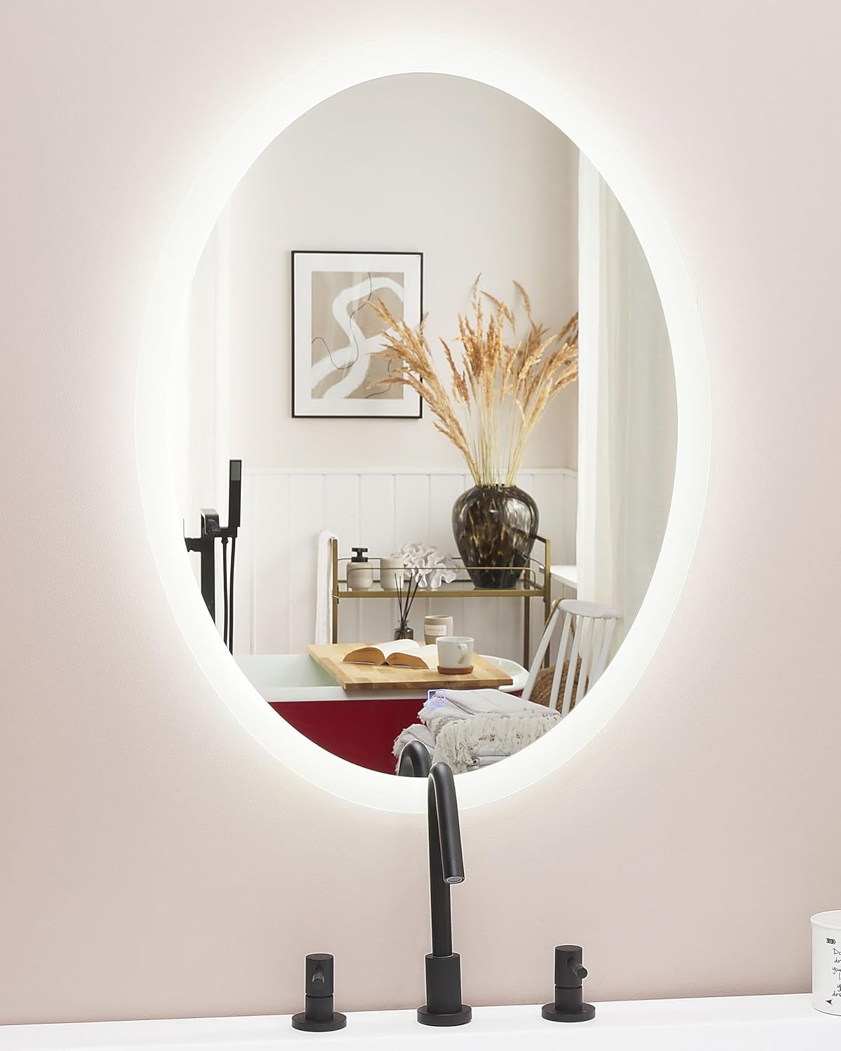 Ovaler Badspiegel mit LED-Beleuchtung, 80x60 cm