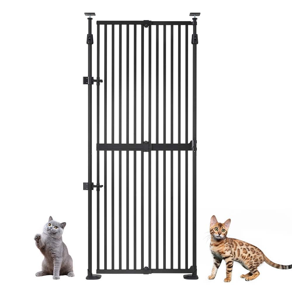 Verstellbares Haustiertor mit Doppelschloss, Schwarz 89–96 B x 190 H cm