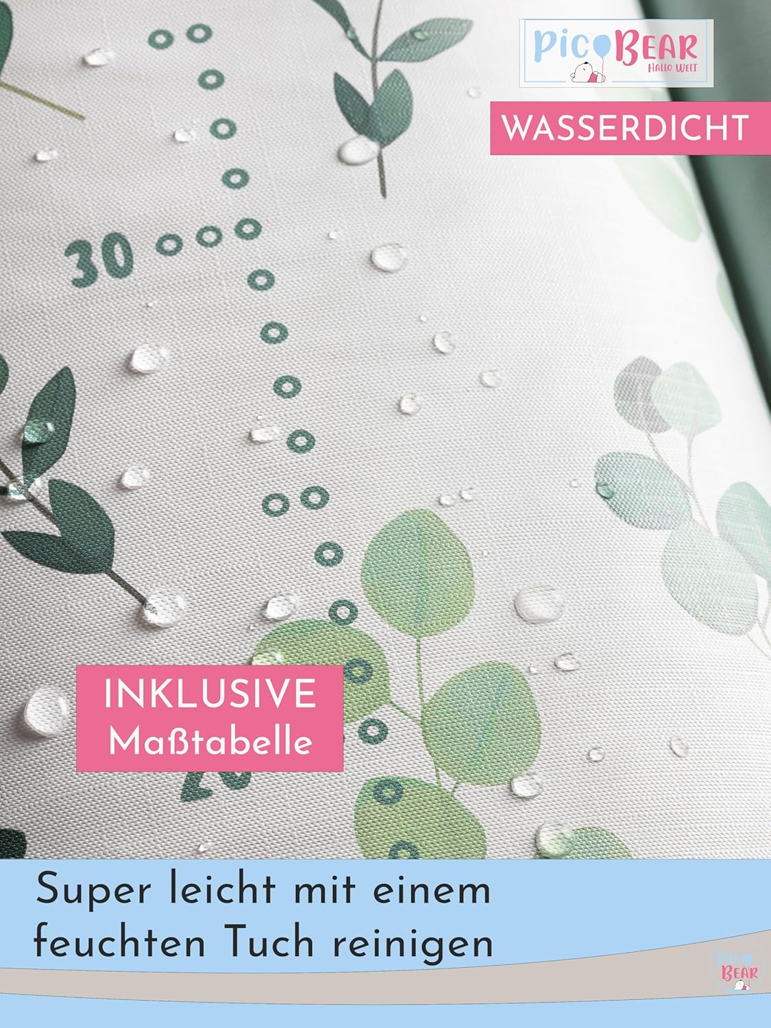 Keil Wickelauflage, Keil 50 cm x 70 cm Blätter grün