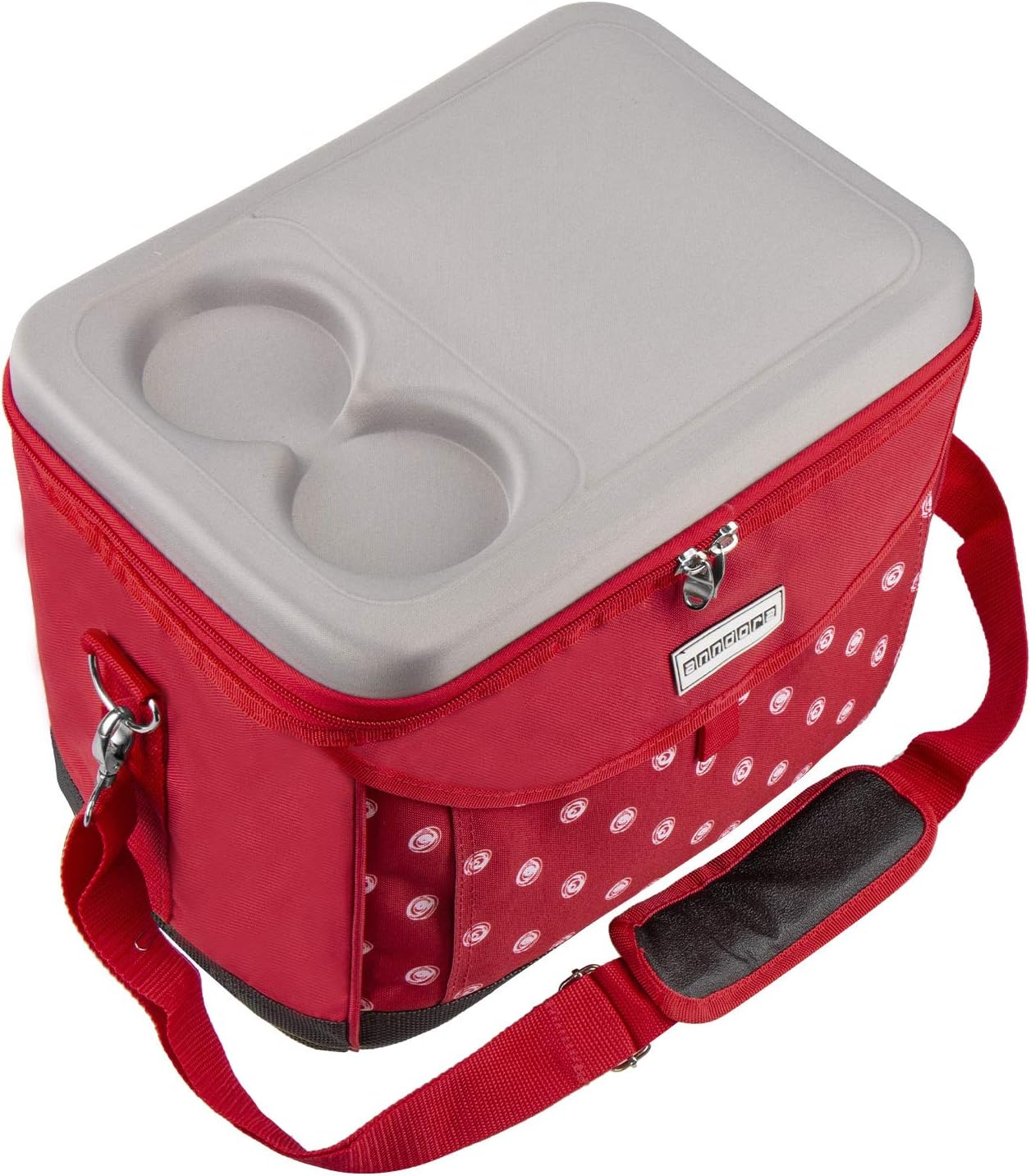 ‎TW-1885-245 Kühltasche mit Getränkehalter, Rot Weiss Gepunktet
