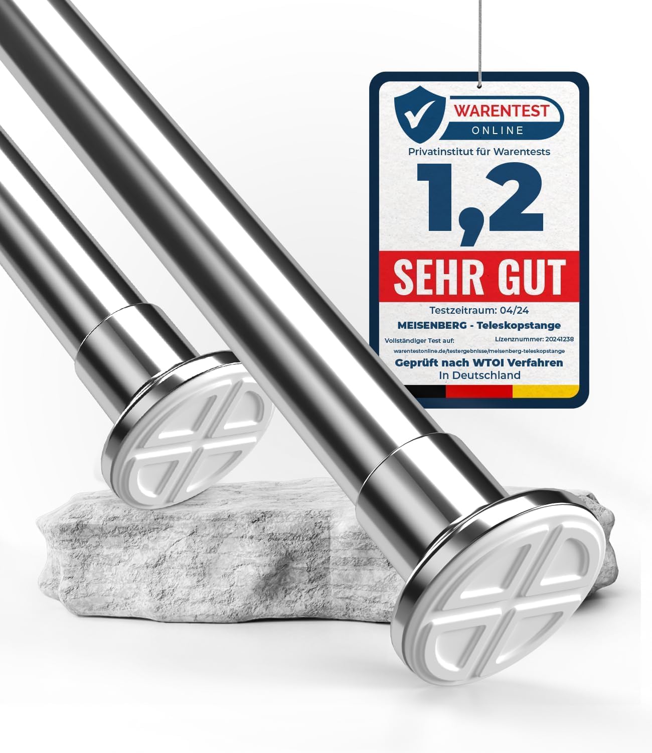 Teleskop-Gardinenstange, 360-410 cm, 360-410 cm Edelstahl Silber