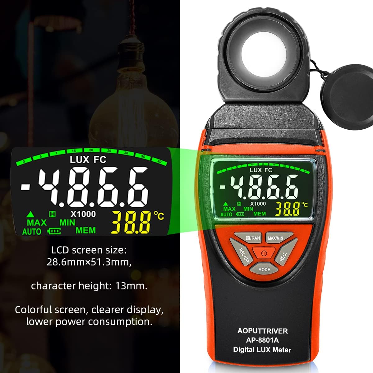 Digital Luxmeter AP-8801A mit Max/Min Funktion