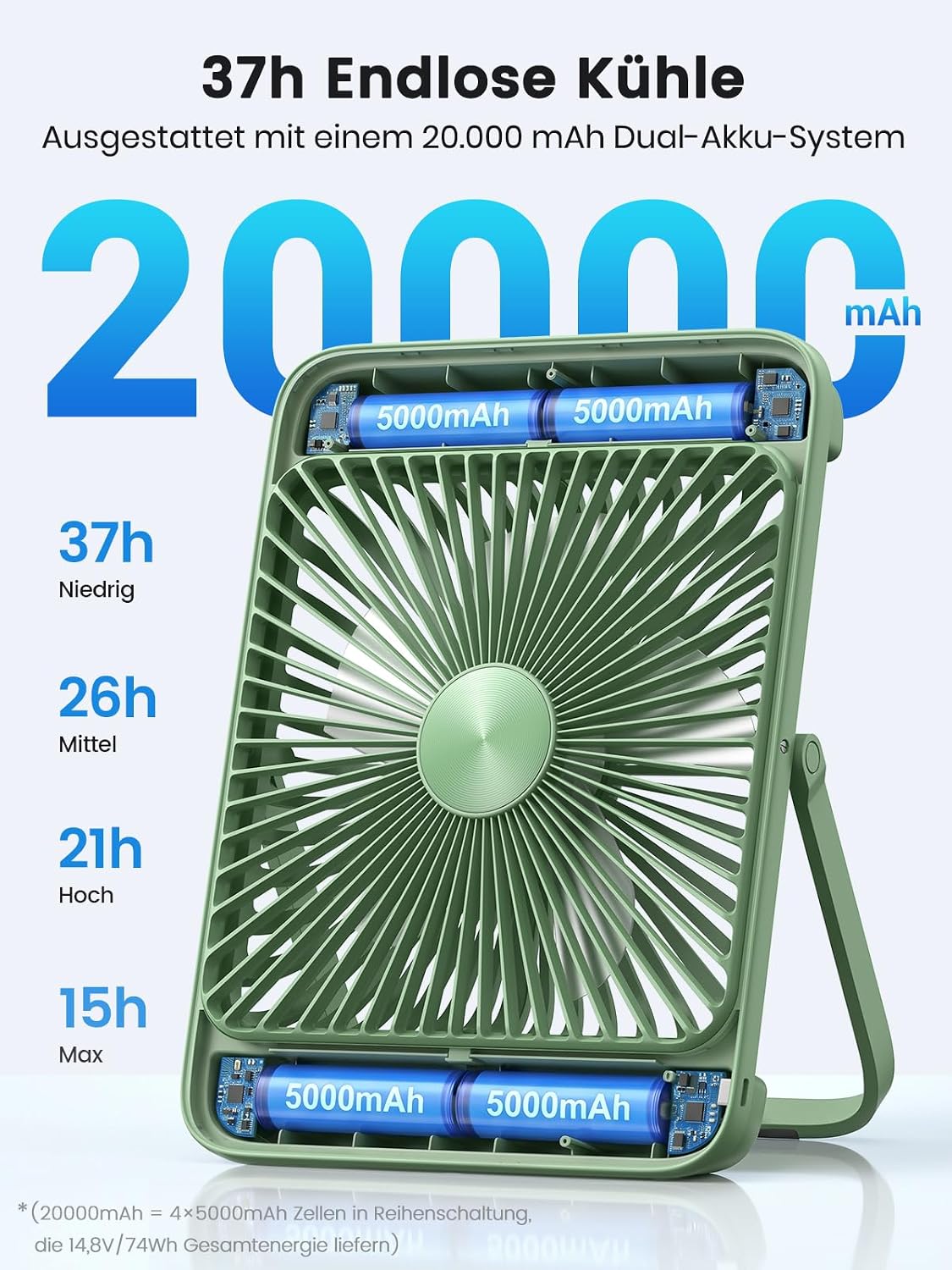 Camping-Ventilator, Grün 45W
