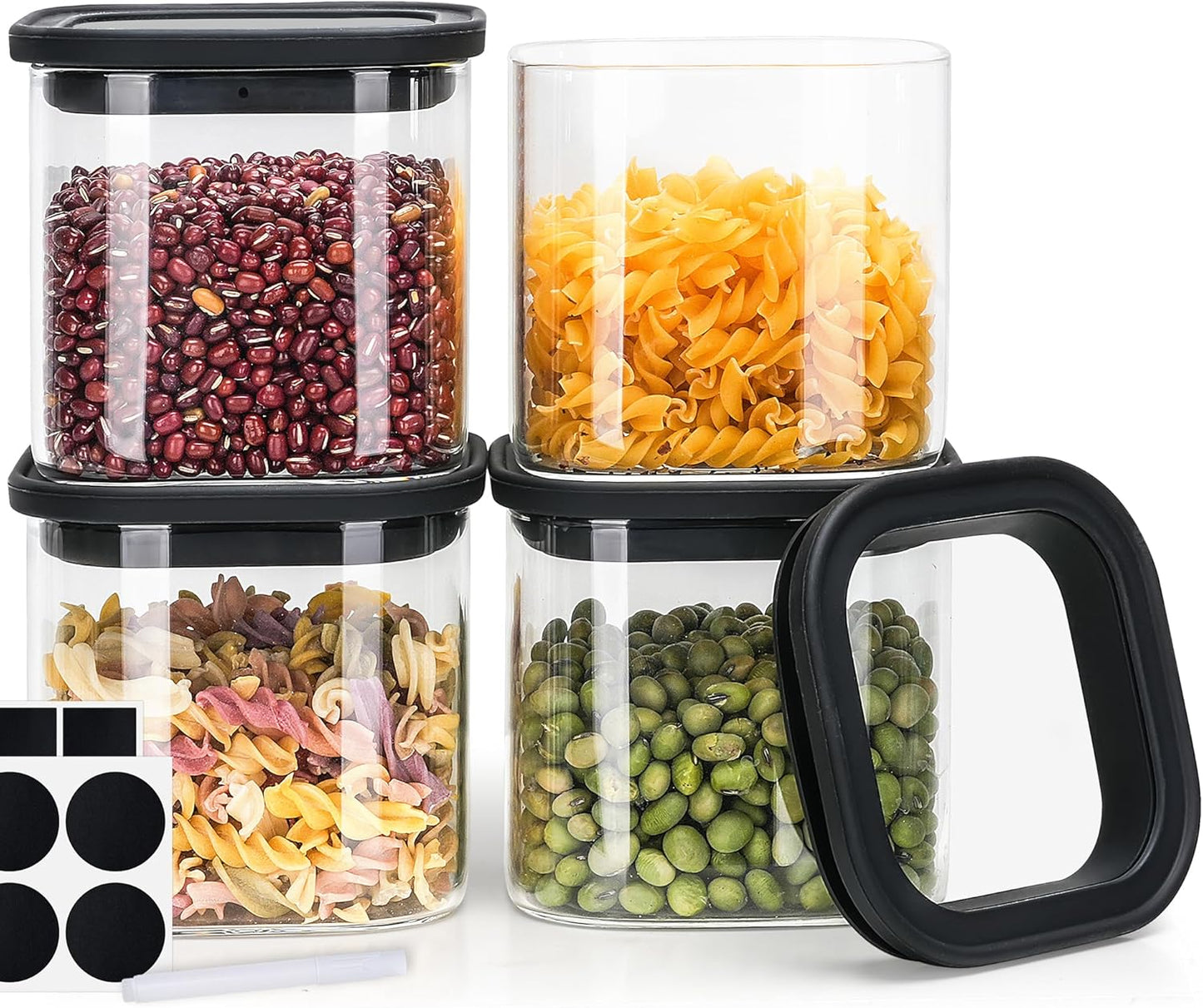 Vorratsgläser-Set mit Glasdeckel (4×600 ml) luftdicht, 4 x 600ml