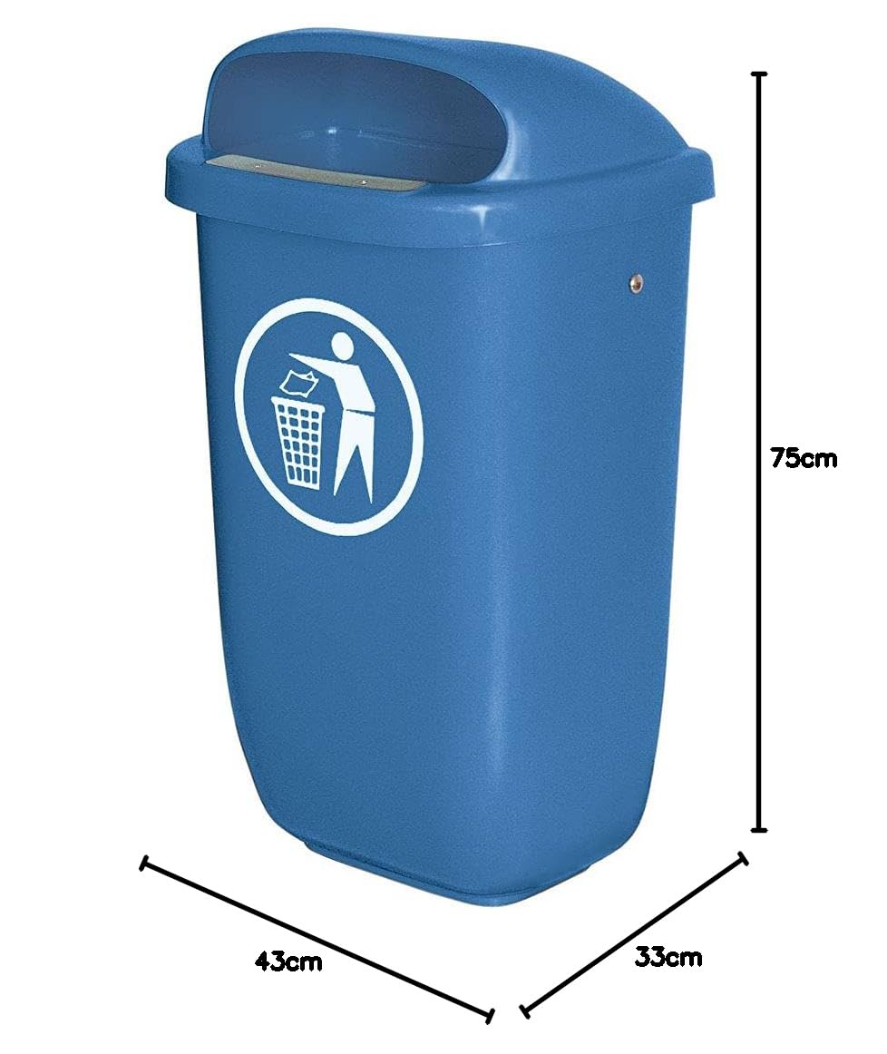 Abfallbehälter für Aussenbereich, DIN 30713, blau