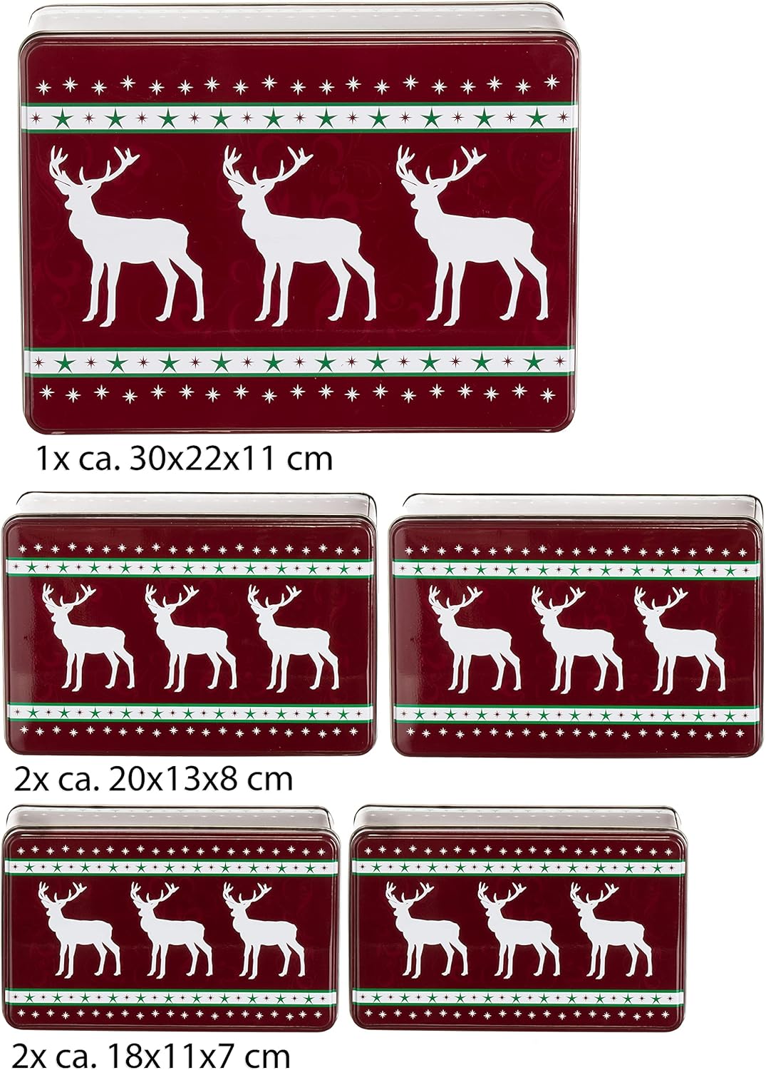 Keksdosen-Set mit Rentiermotiv (5-teilig), 5er Set Rentier