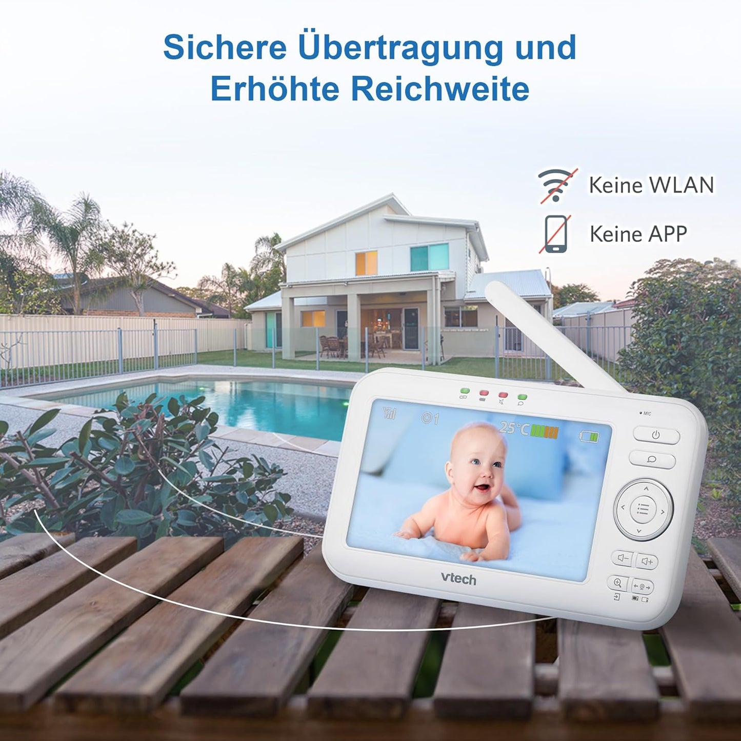 VM5252 Babyphone mit Kamera, Neig&schwenkbare Kamera 5" LCD