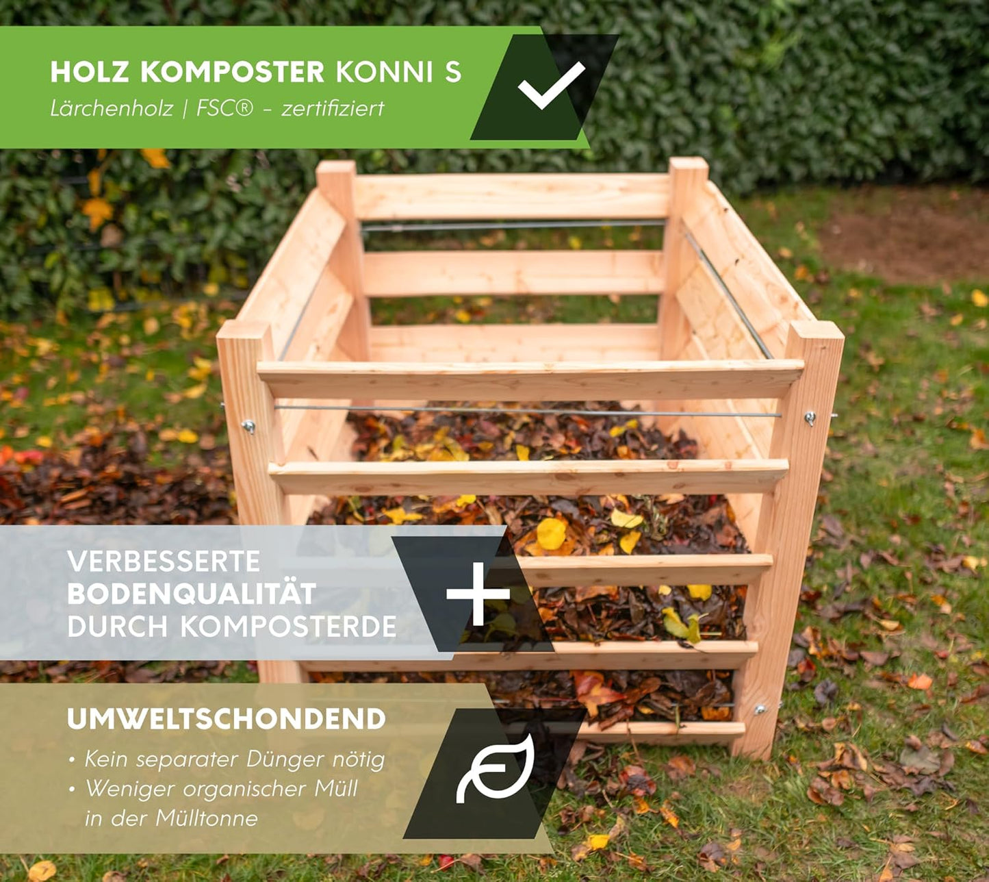 Holzkomposter, 85x85x80 cm, 85x85x80 cm