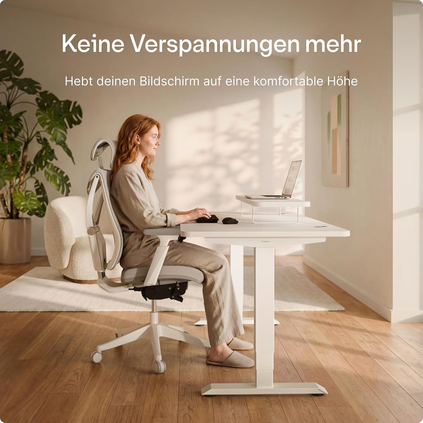 Ergonomischer Monitorständer, Weiss 114 x 28 cm