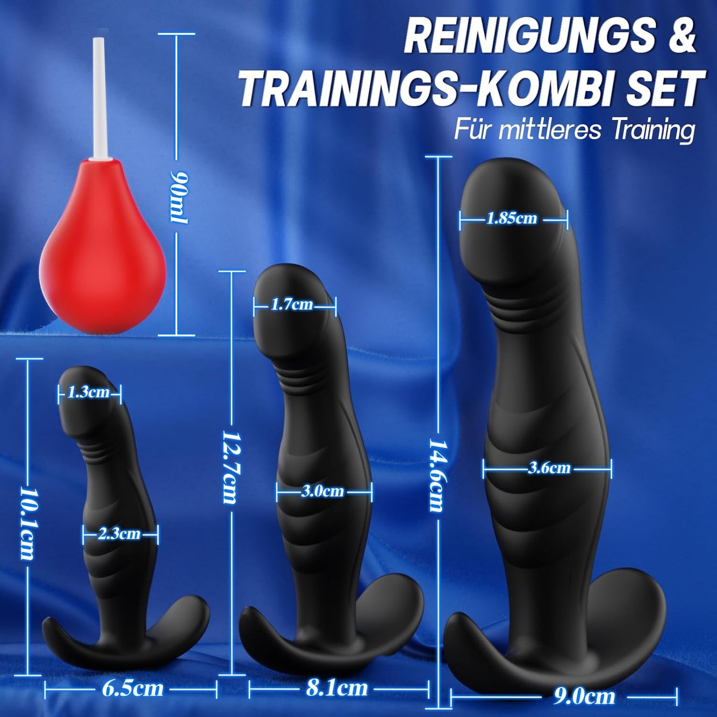 4-teiliges Analplug-Set mit Analdusche