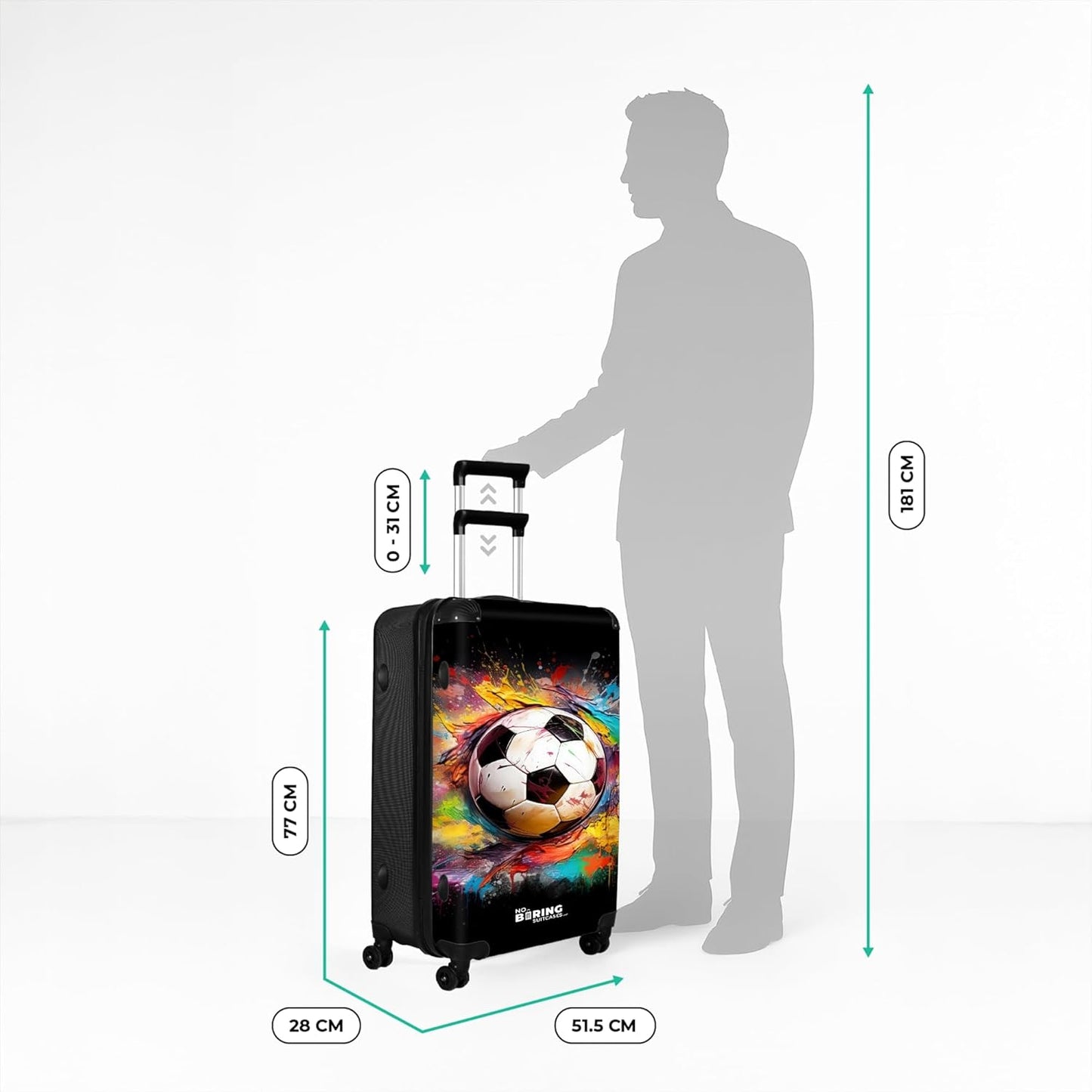 Grosser Hartschalenkoffer mit Rollen (XL), Fussball Grösse XL