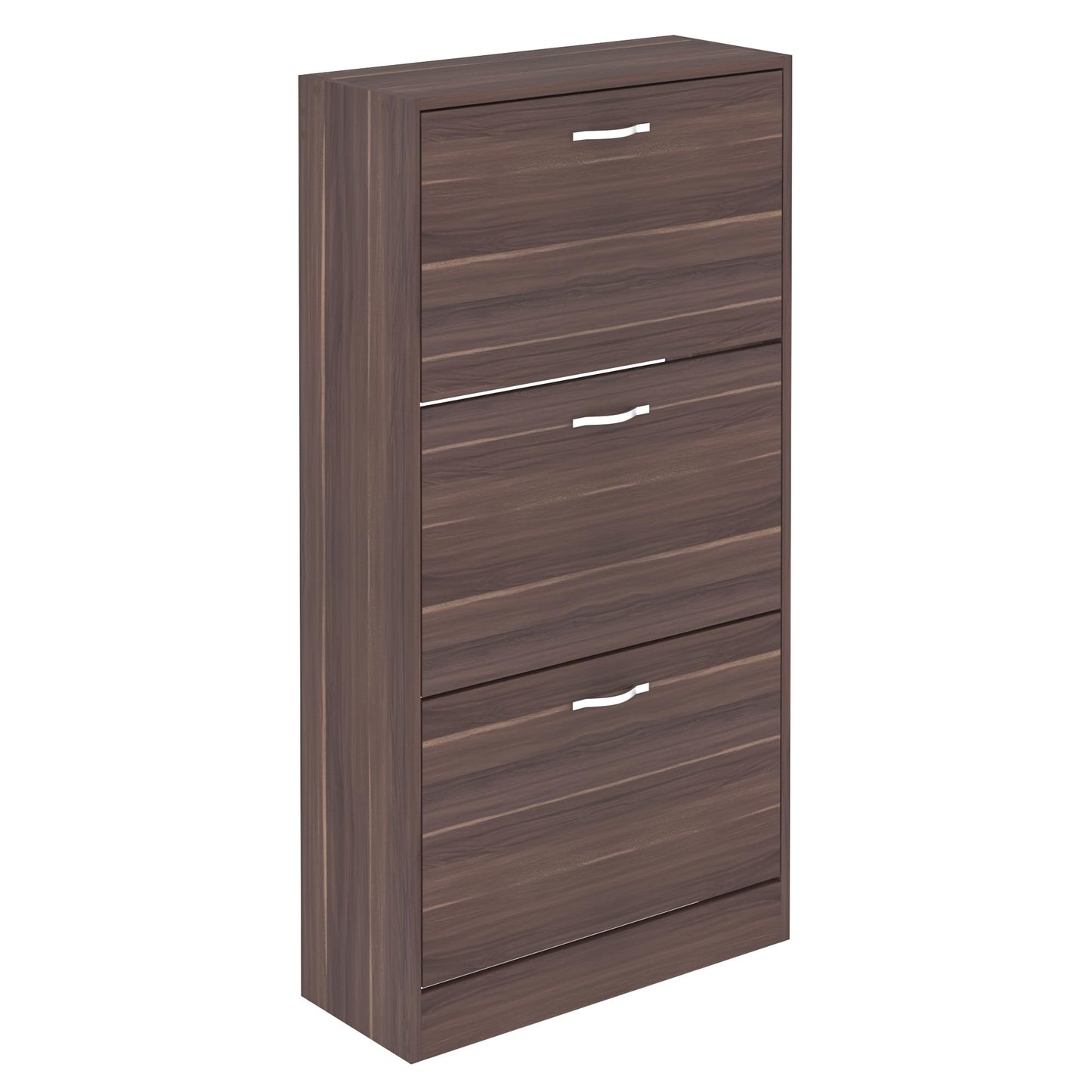 Schuhschrank mit 3 Klappfächern, Beige 3 Schubladen - Walnussbaumholz