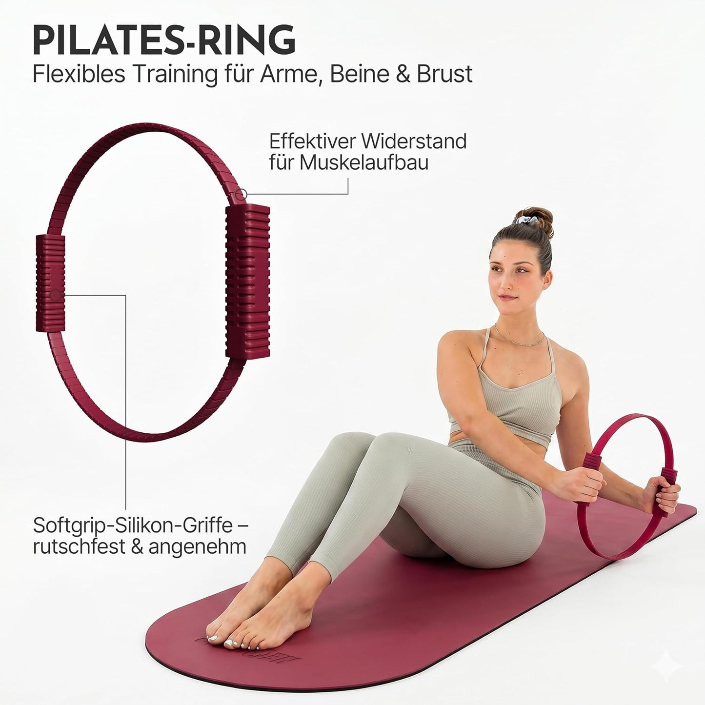 Pilates-Zubehör-Set, Berry Pro mit Matte + SZ Stange