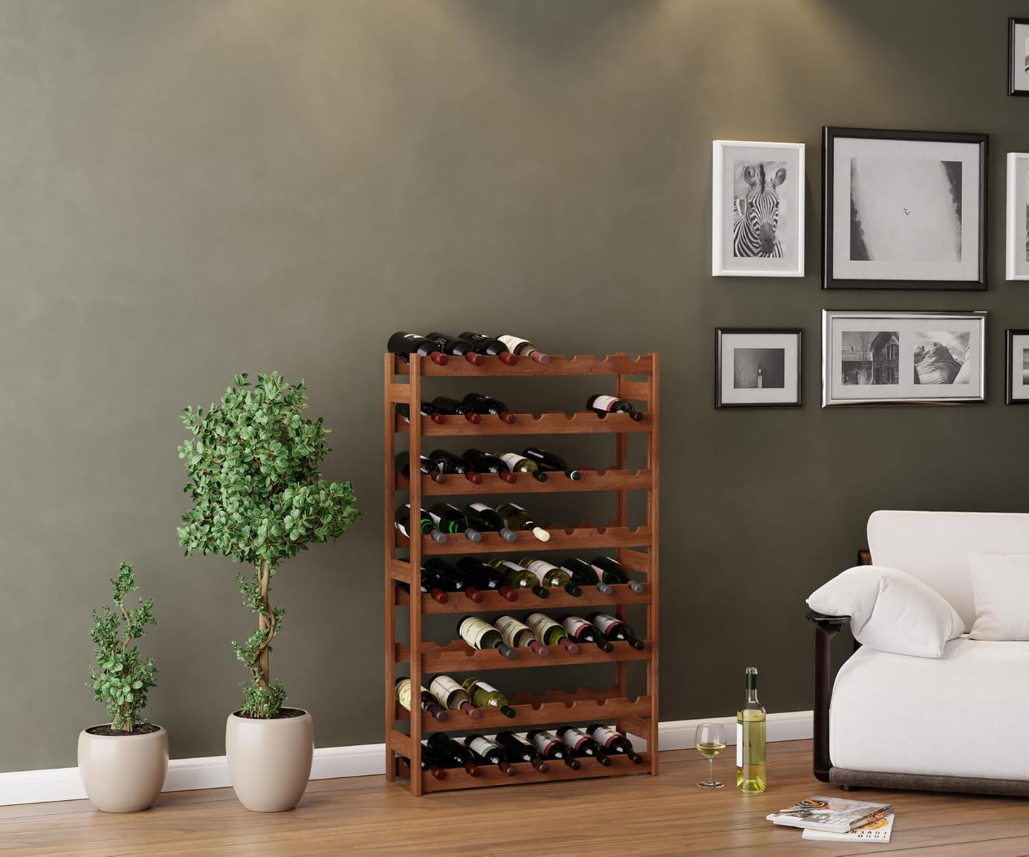 Weinregal für 56 Flaschen, Braun RW-1-56, 118 x 72,5 x 25, 7 liegen, 56 Flaschen