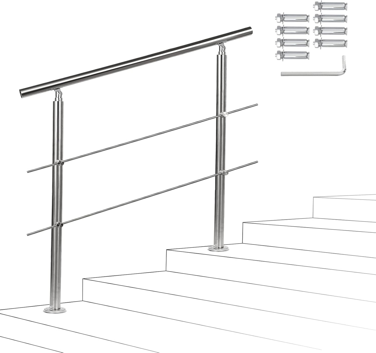 Handlauf mit Querstreben, 100cm / 2 Querstreben