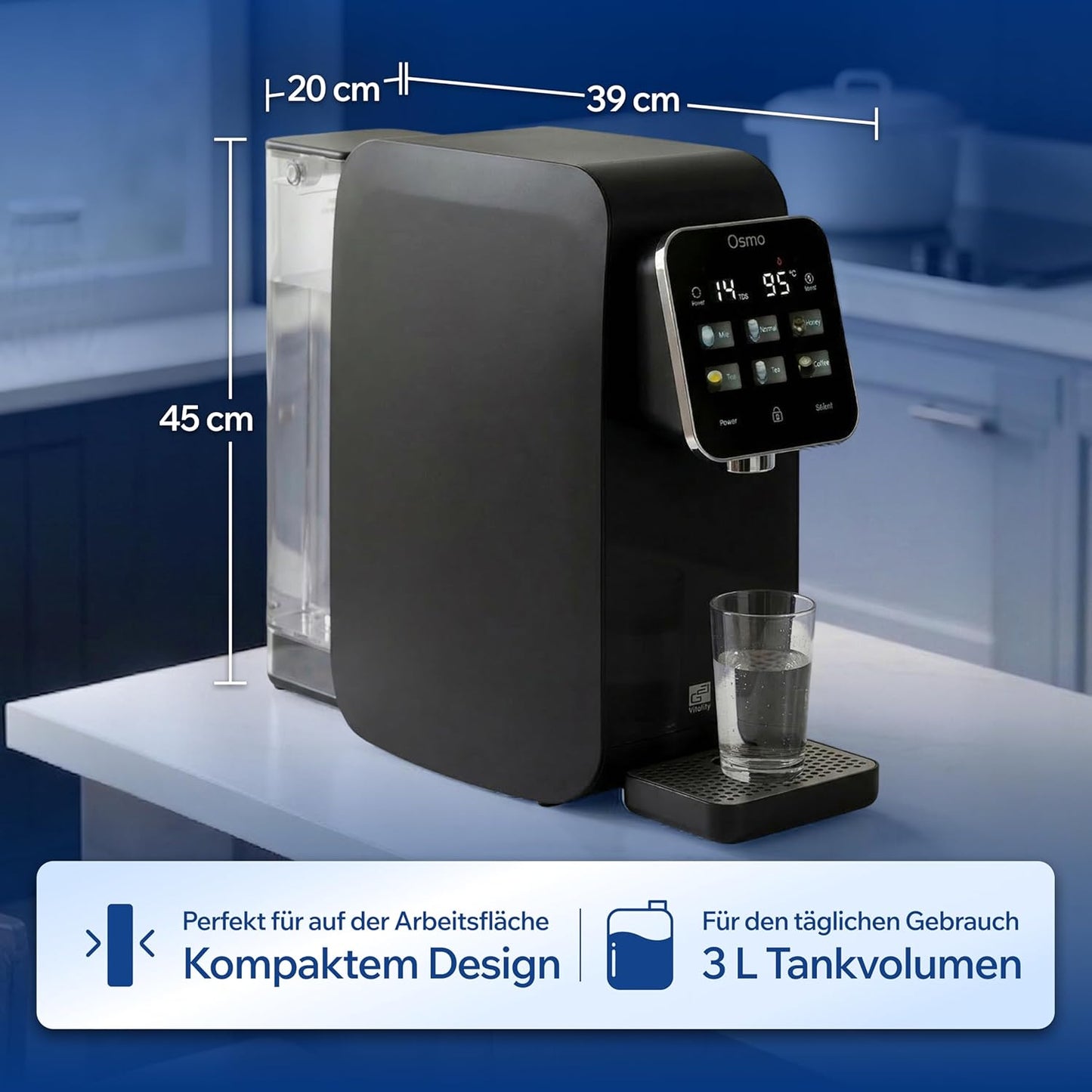 Osmoseanlage mit Heisswasserfunktion, Osmo Schwarz