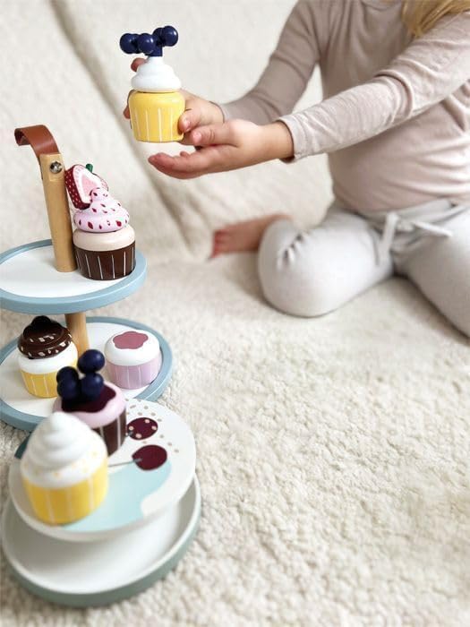 Cupcake-Etagere aus Holz für Kinderküche, Cupcake-Etagere