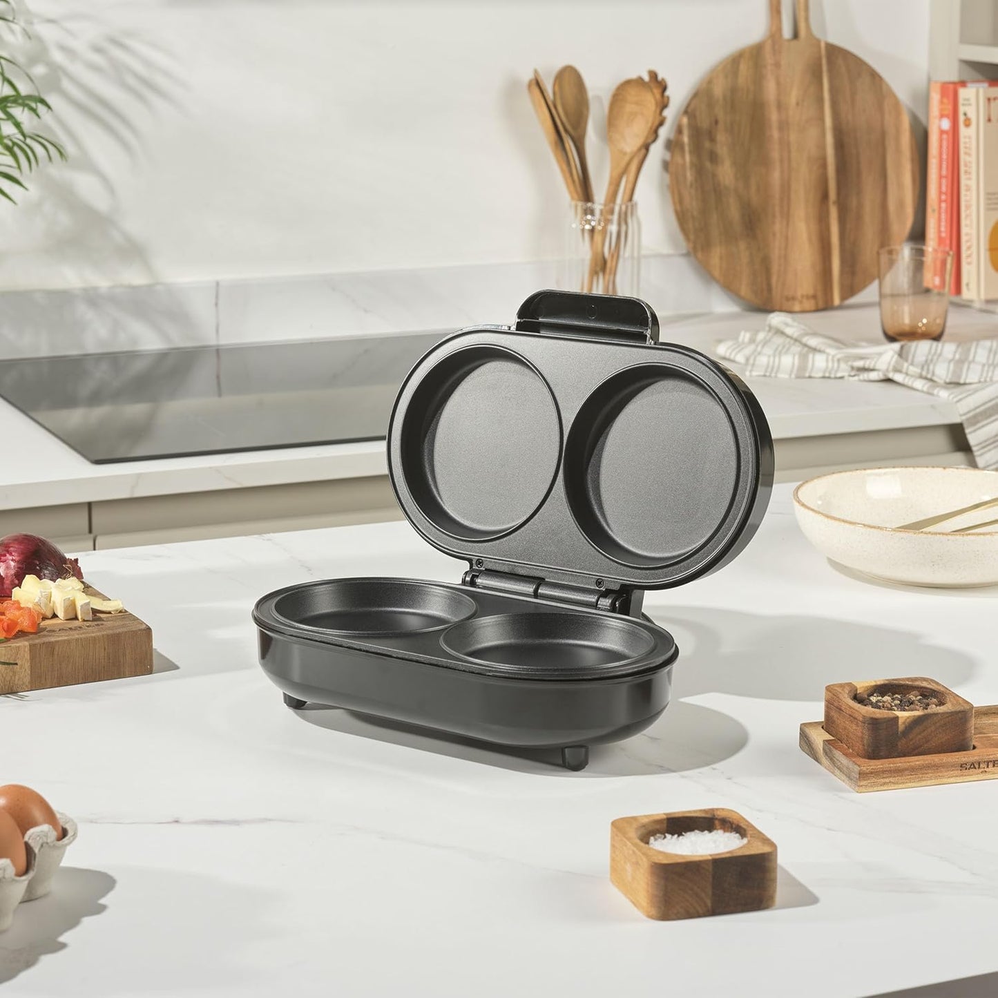 XL Dual Omelette Maker mit Antihaftplatten, EU Stecker XL Doppel-Omelett-Maker