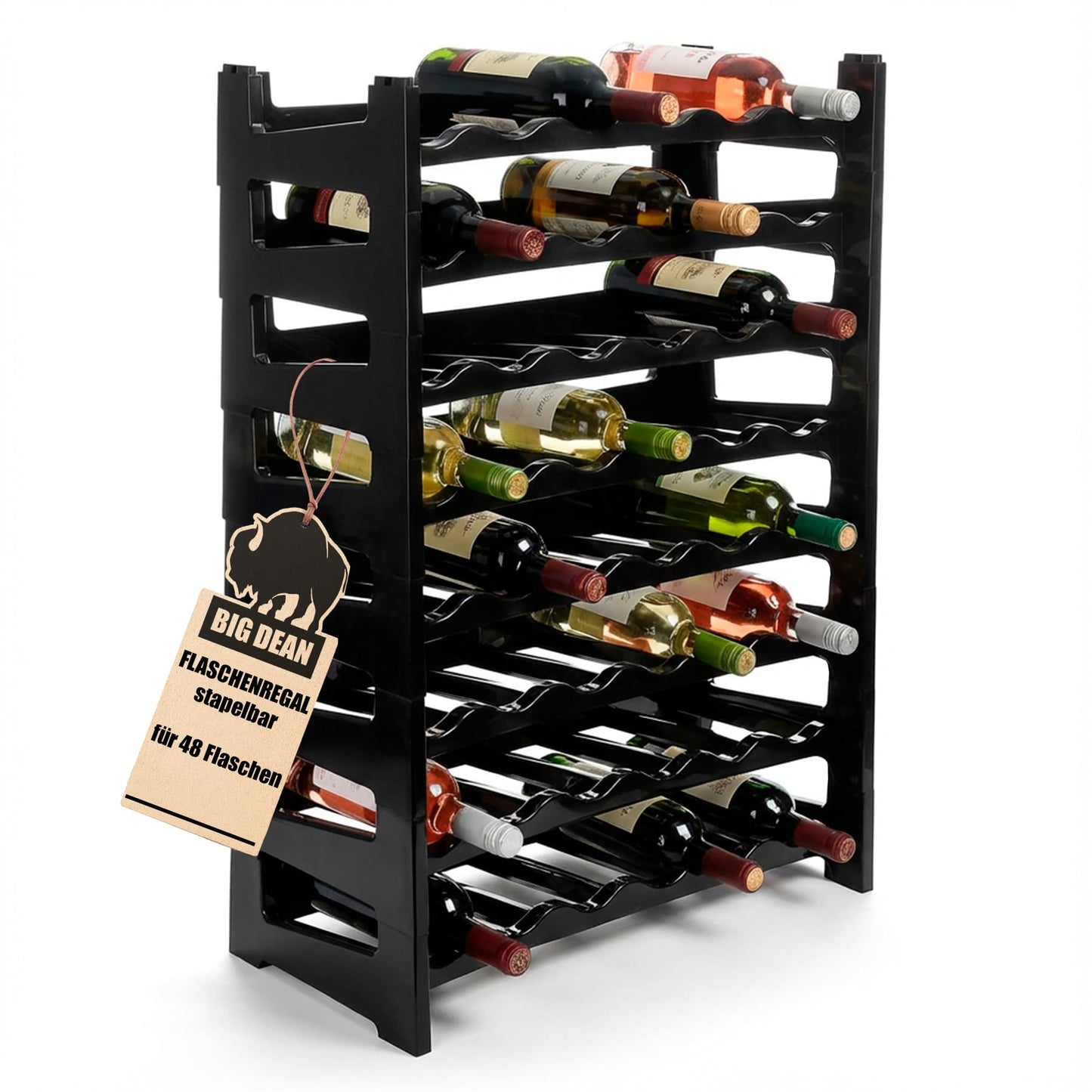 8-teiliges modulares Weinregal-Set, 8 Stück (48 Flaschen)