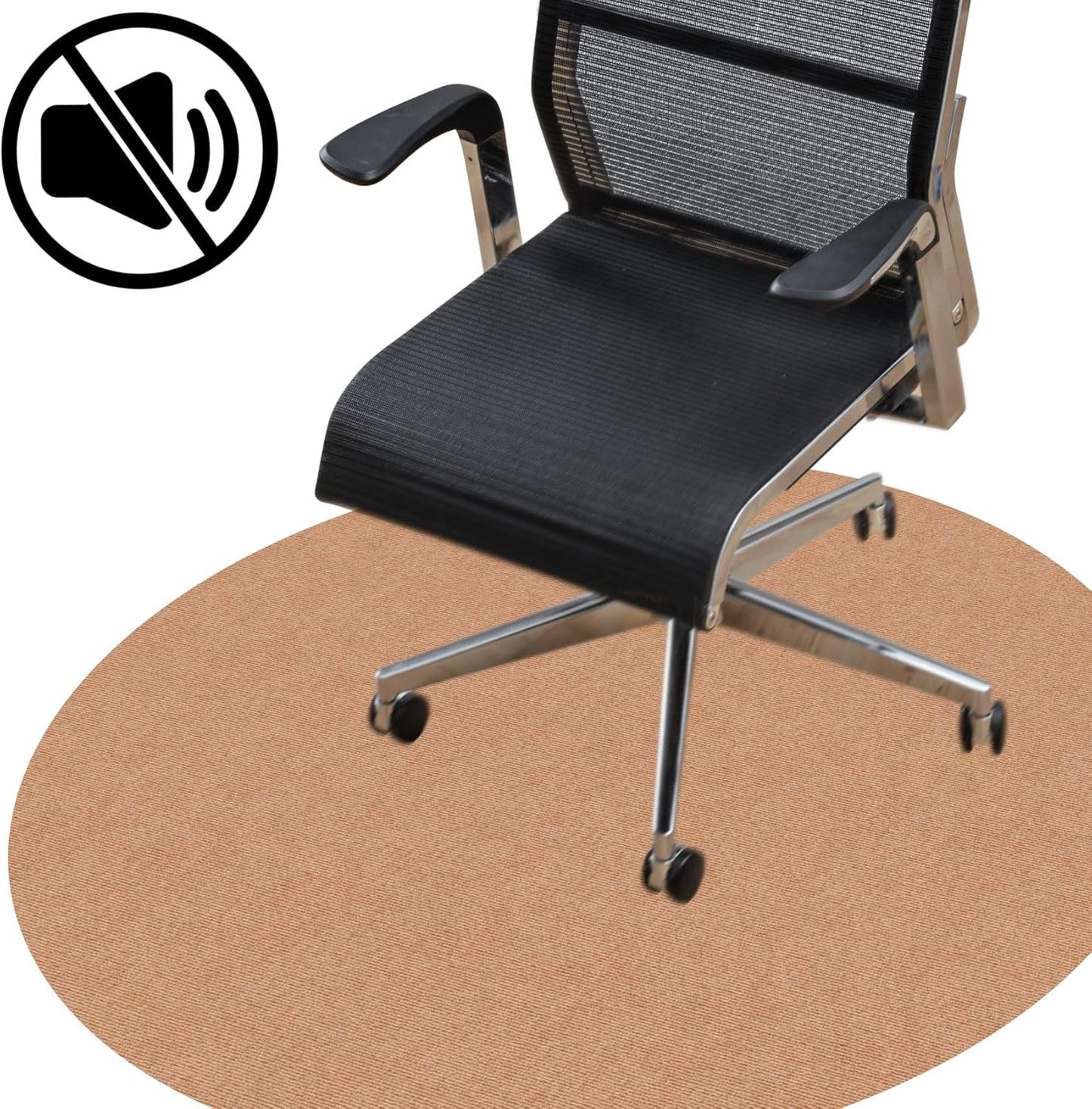 Runde Bodenschutzmatte für Bürostuhl, Rund 120 cm Hellbraun