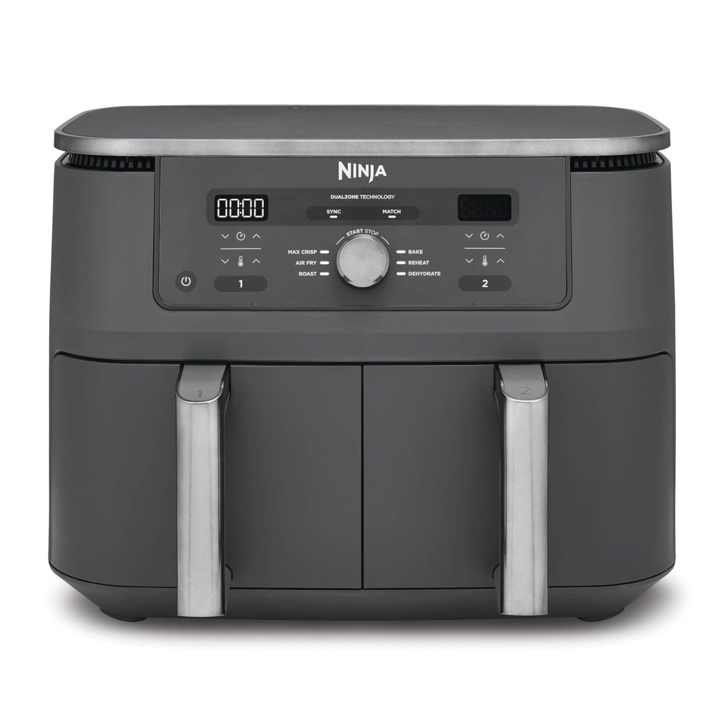 Dual Zone Digital Air Fryer mit 2 Schubladen (9,5L), Metallic Grau 9,5l