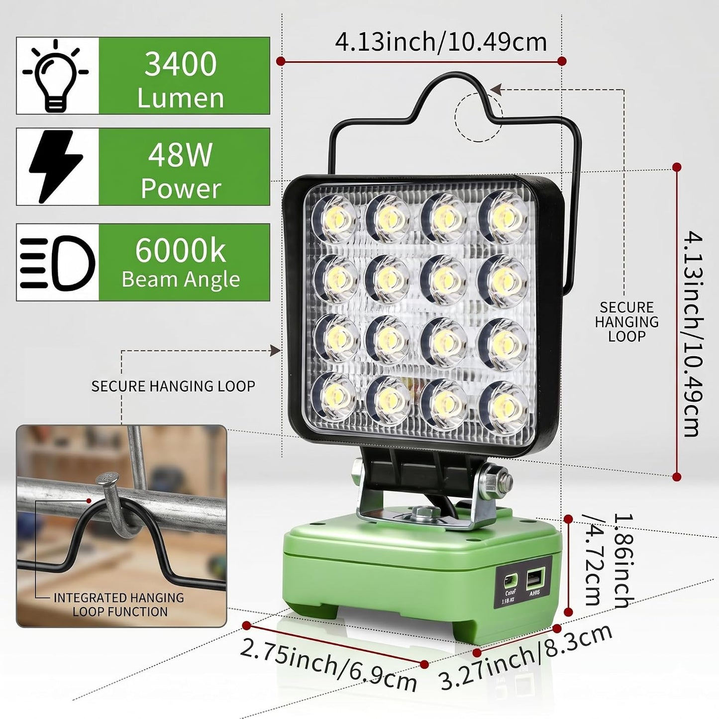Akku Arbeitsleuchte, 48w für Greenworks 40v